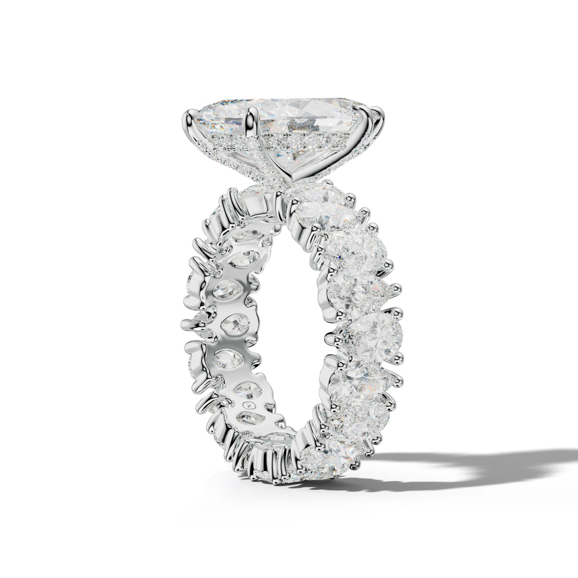 Livia Marquise Diamond Engagement Ring With Pear Shape Side Stones