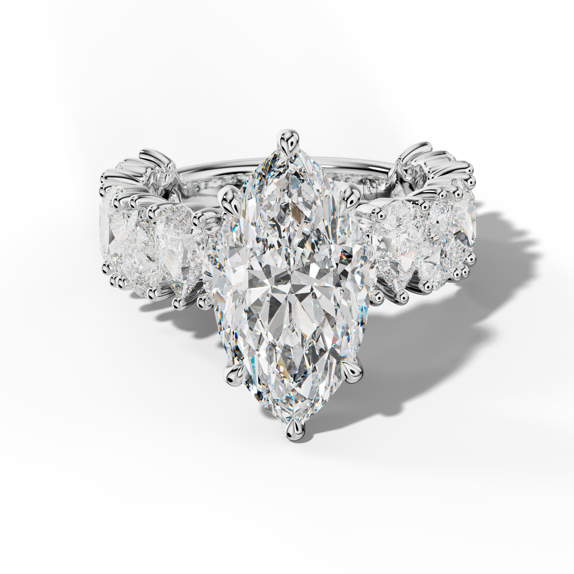 Paula Marquise Diamond Engagement Ring With Pear Shape Side Stones