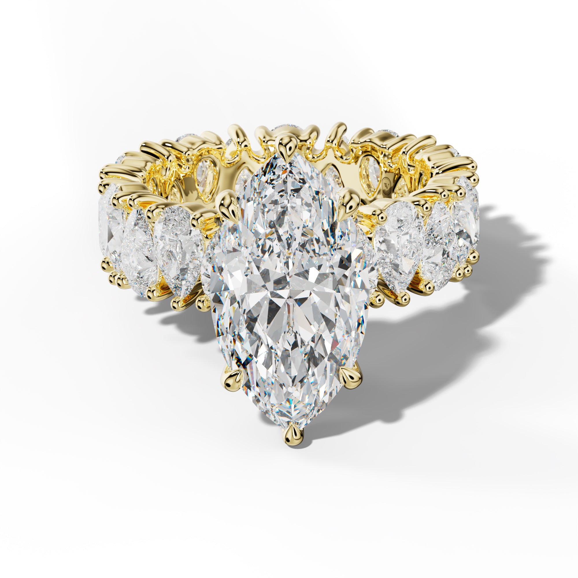 Livia Marquise Diamond Engagement Ring With Pear Shape Side Stones