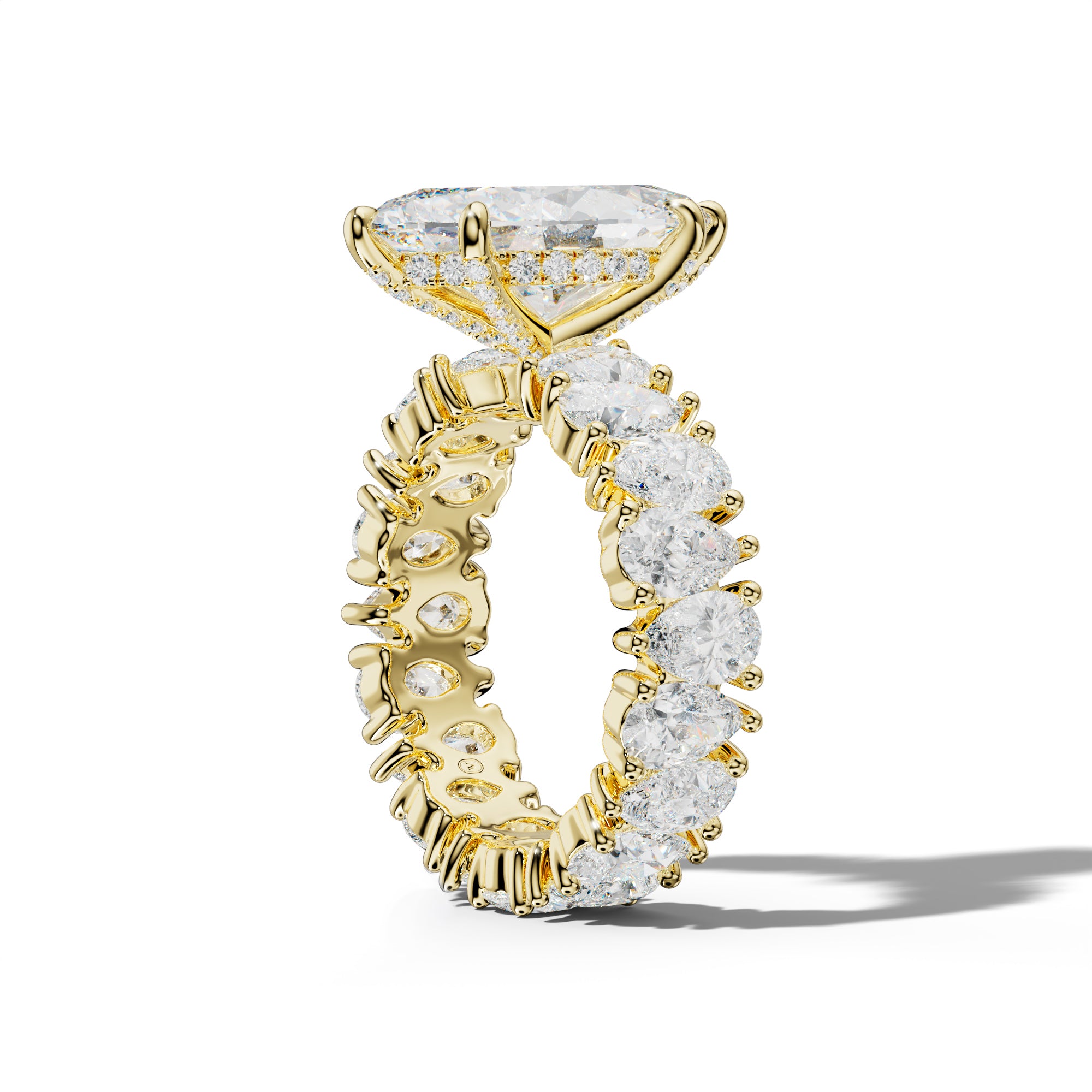 Livia Marquise Diamond Engagement Ring With Pear Shape Side Stones