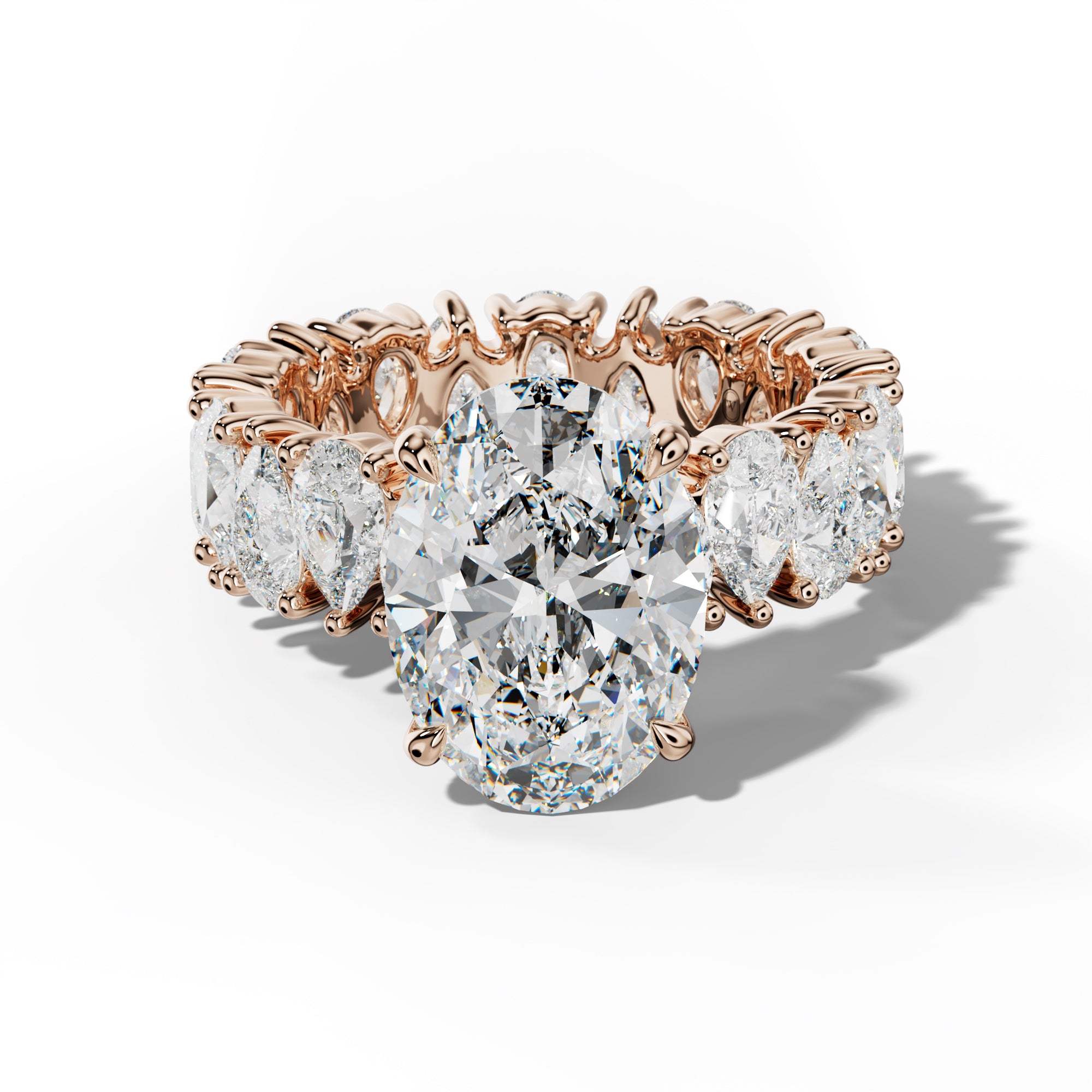 Livia Oval Diamond Engagement Ring With Pear Shape Side Stones