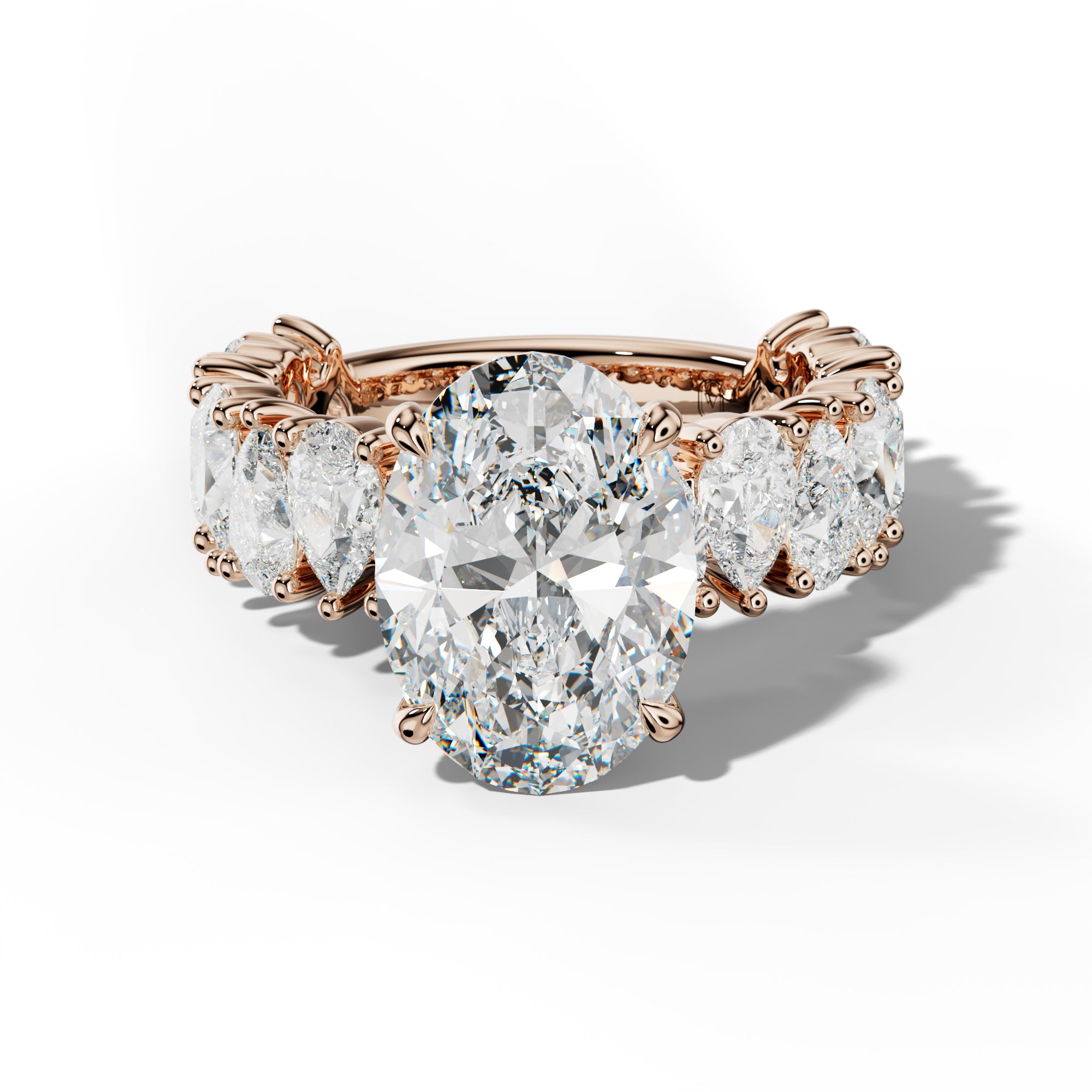 Paula Oval Diamond Engagement Ring With Pear Shape Side Stones