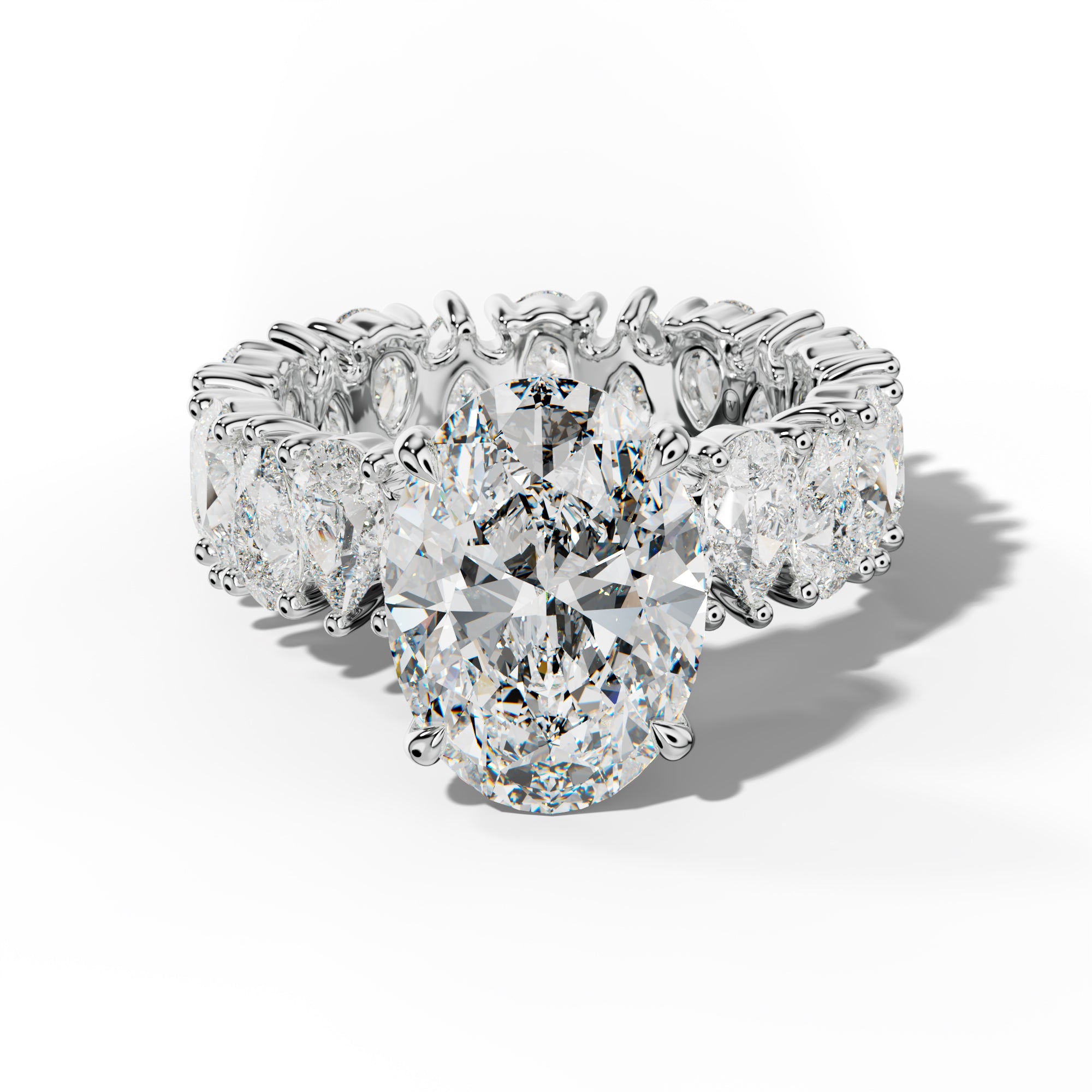 Livia Oval Diamond Engagement Ring With Pear Shape Side Stones