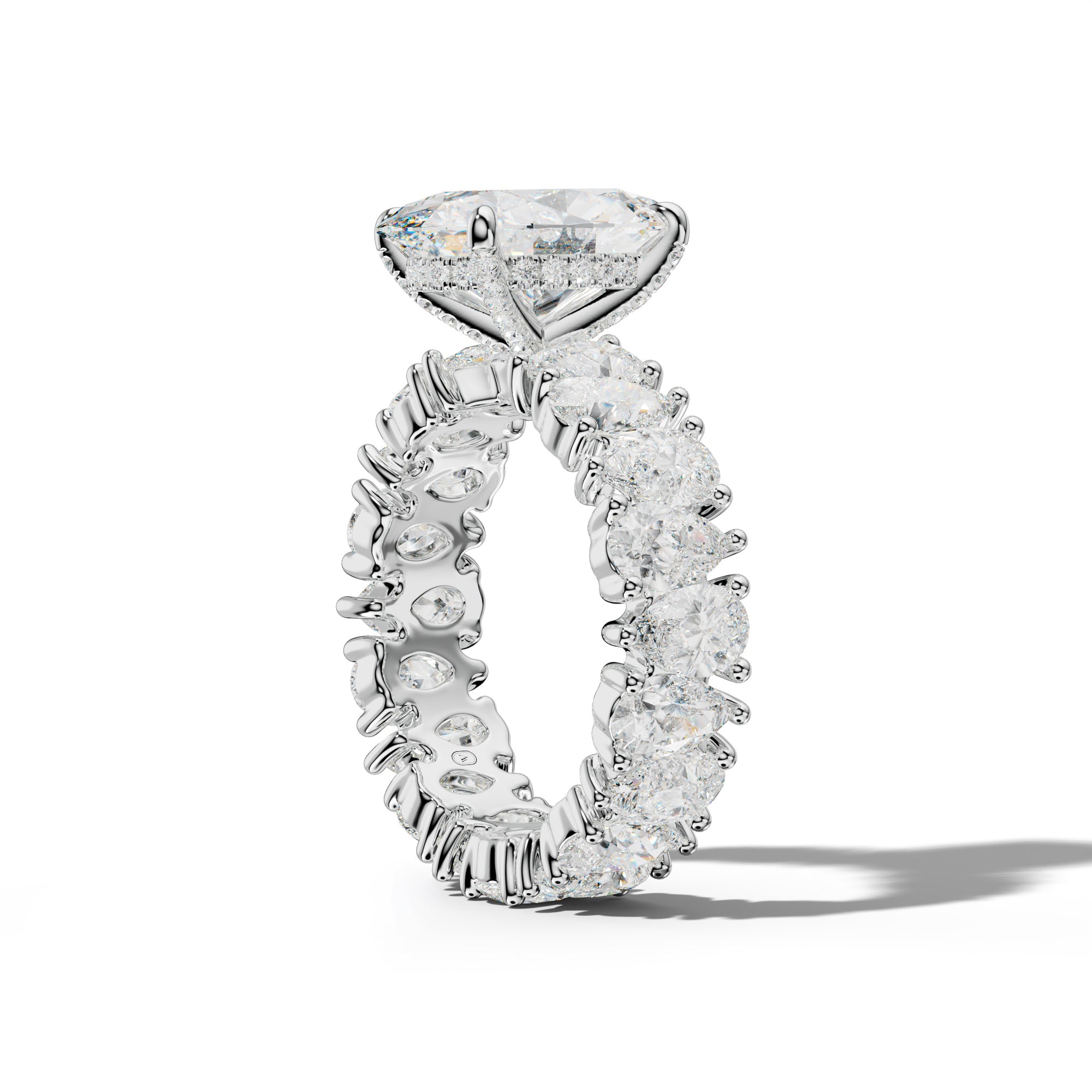 Livia Oval Diamond Engagement Ring With Pear Shape Side Stones