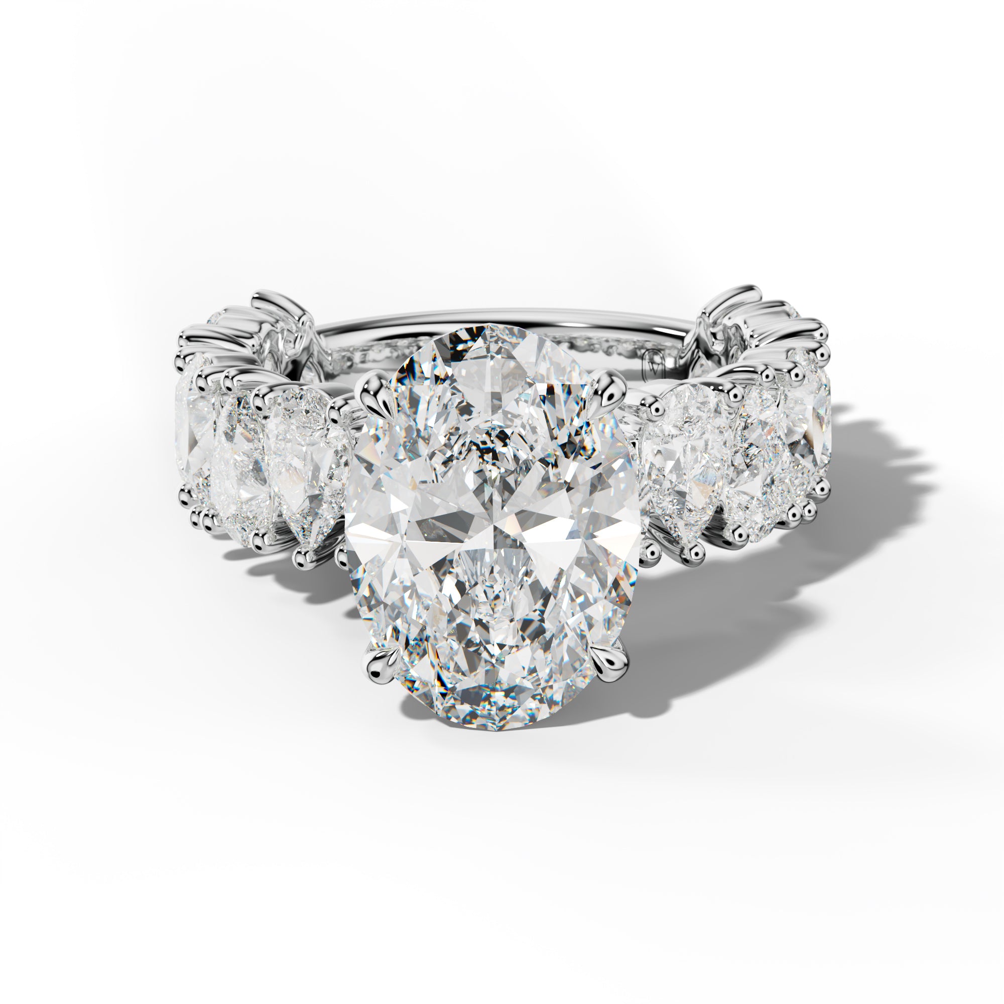 Paula Oval Diamond Engagement Ring With Pear Shape Side Stones