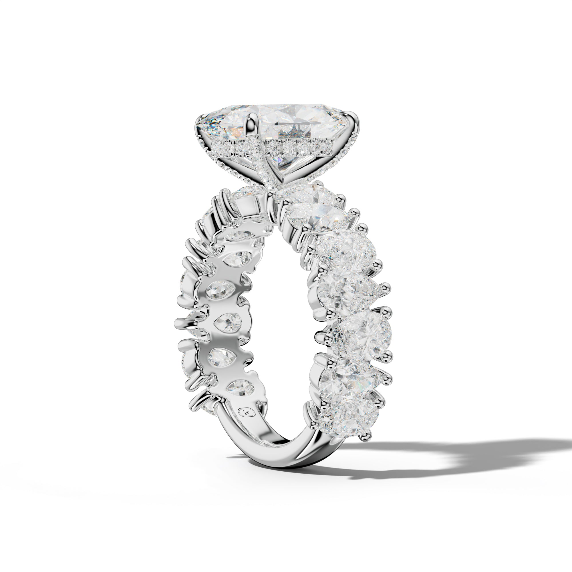 Paula Oval Diamond Engagement Ring With Pear Shape Side Stones