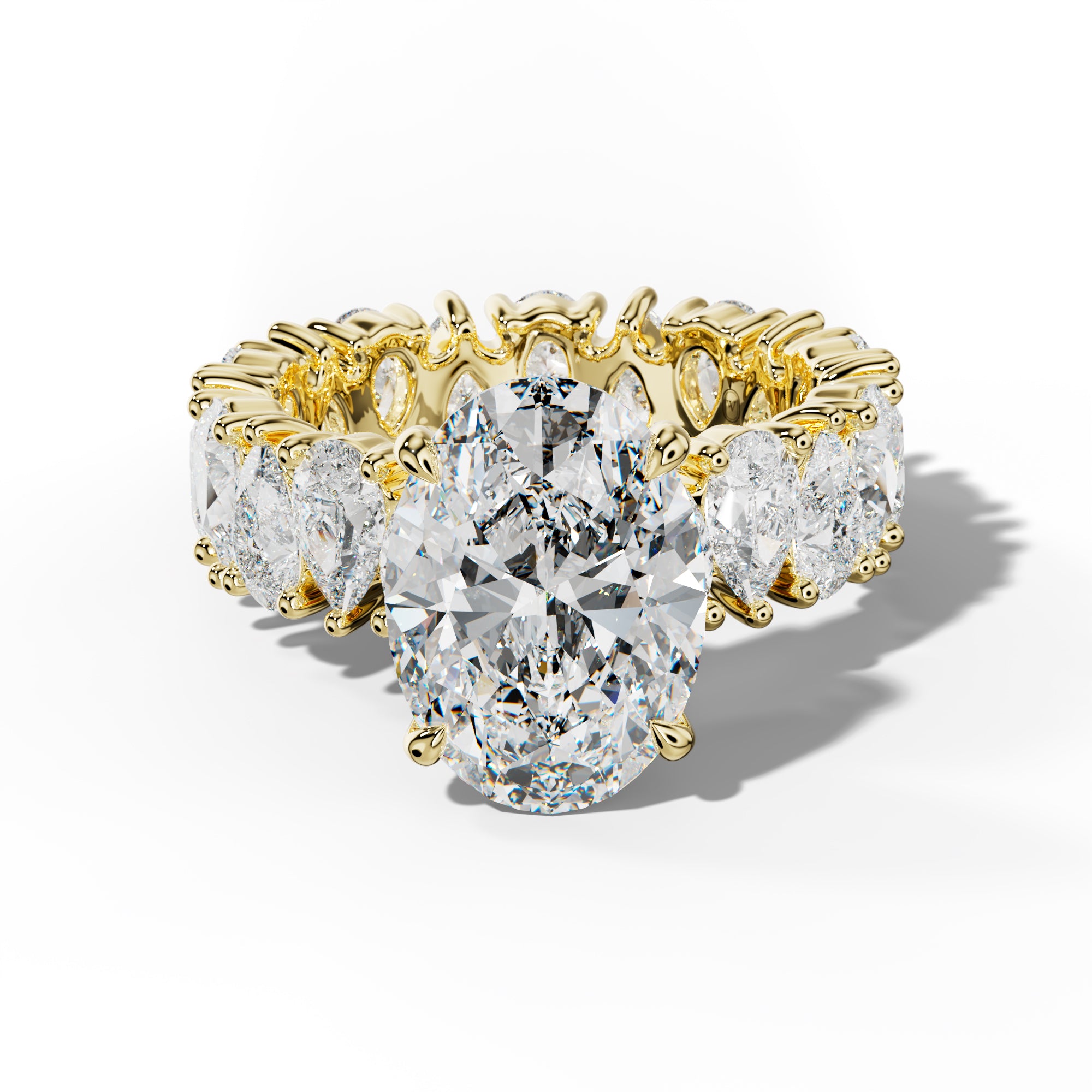 Livia Oval Diamond Engagement Ring With Pear Shape Side Stones