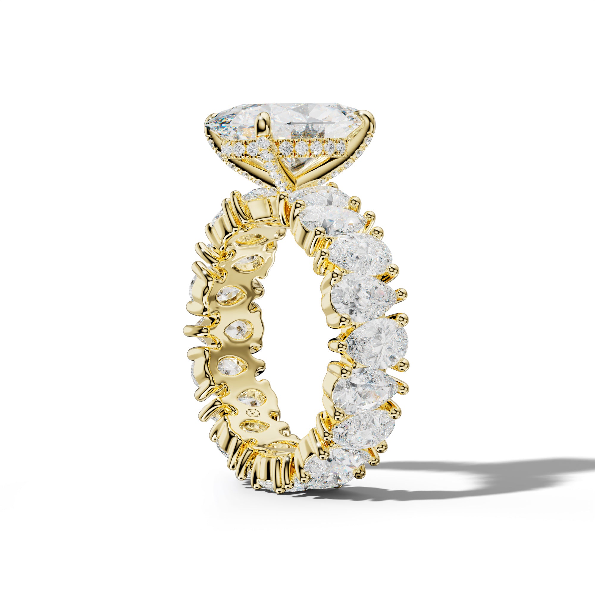 Livia Oval Diamond Engagement Ring With Pear Shape Side Stones