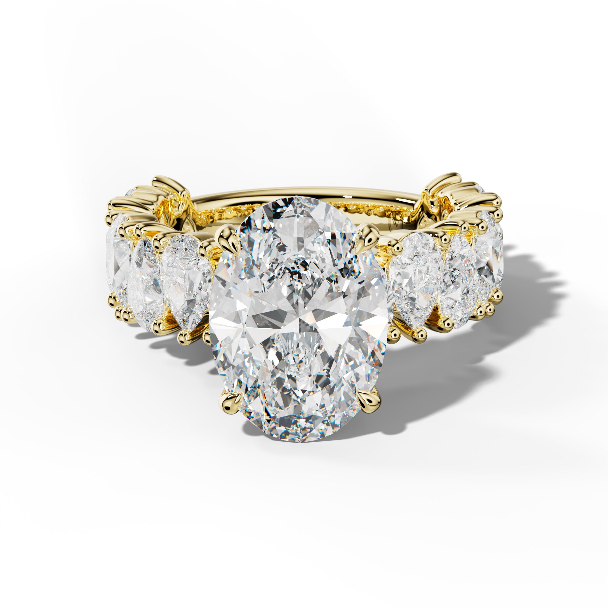Paula Oval Diamond Engagement Ring With Pear Shape Side Stones