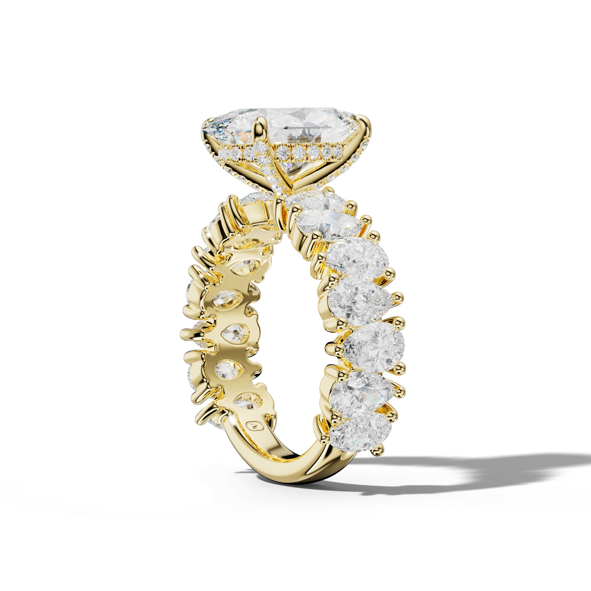 Paula Oval Diamond Engagement Ring With Pear Shape Side Stones