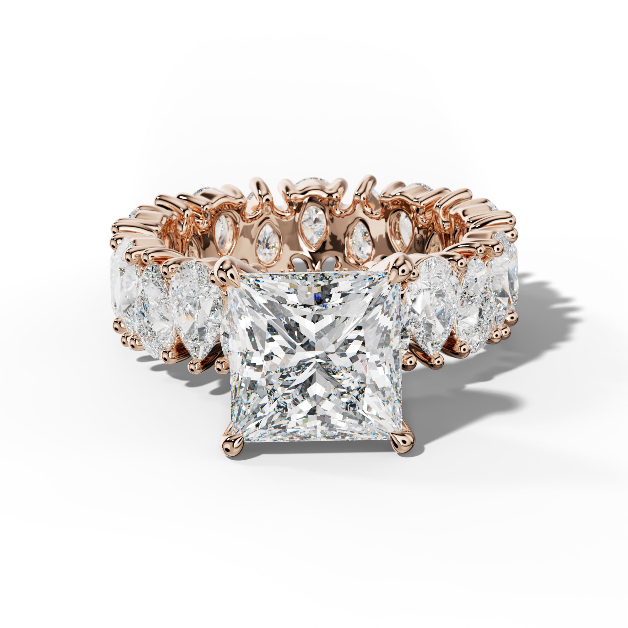 Livia Princess Cut Engagement Ring With Pear Shape Side Stones