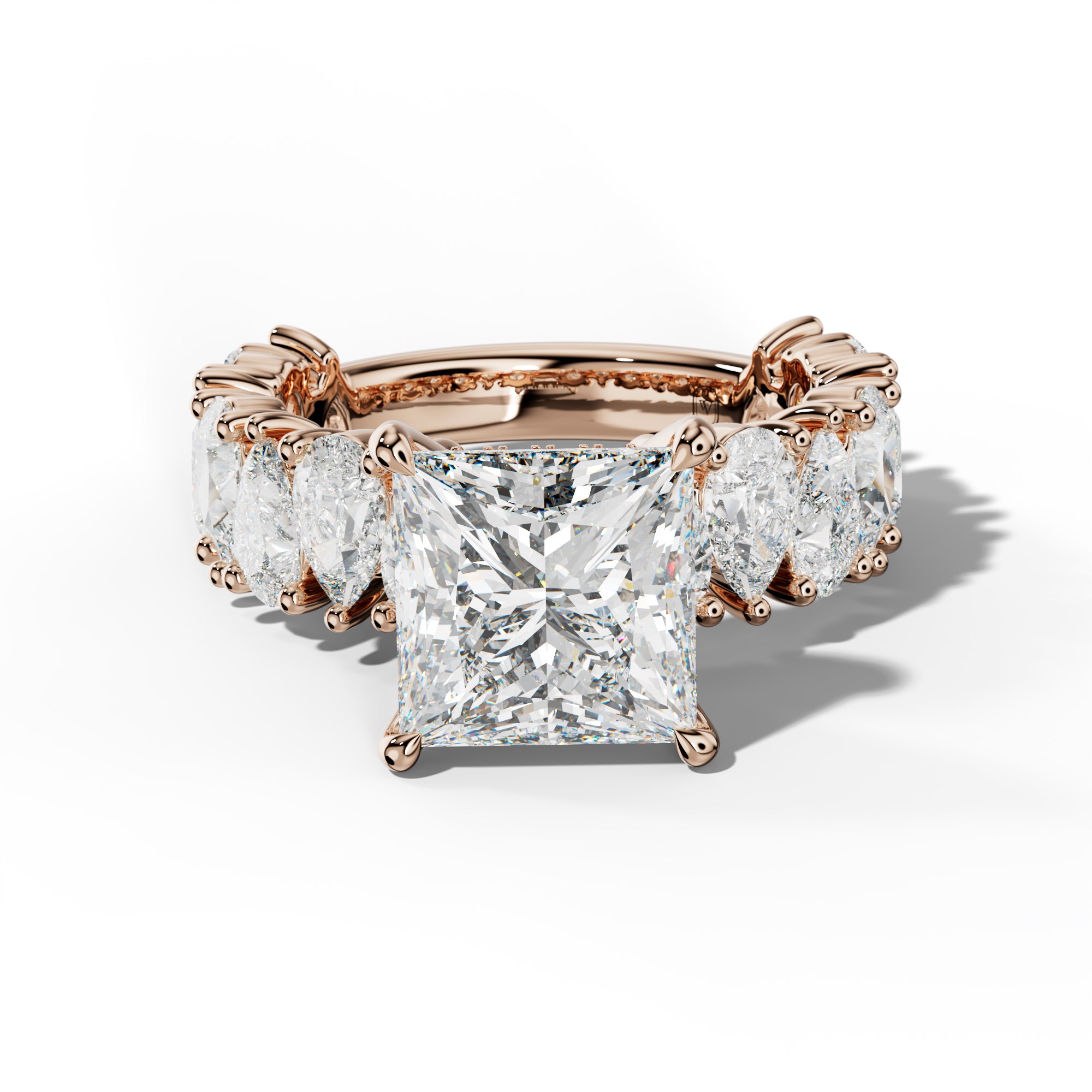 Paula Princess Cut Engagement Ring With Pear Shape Side Stones