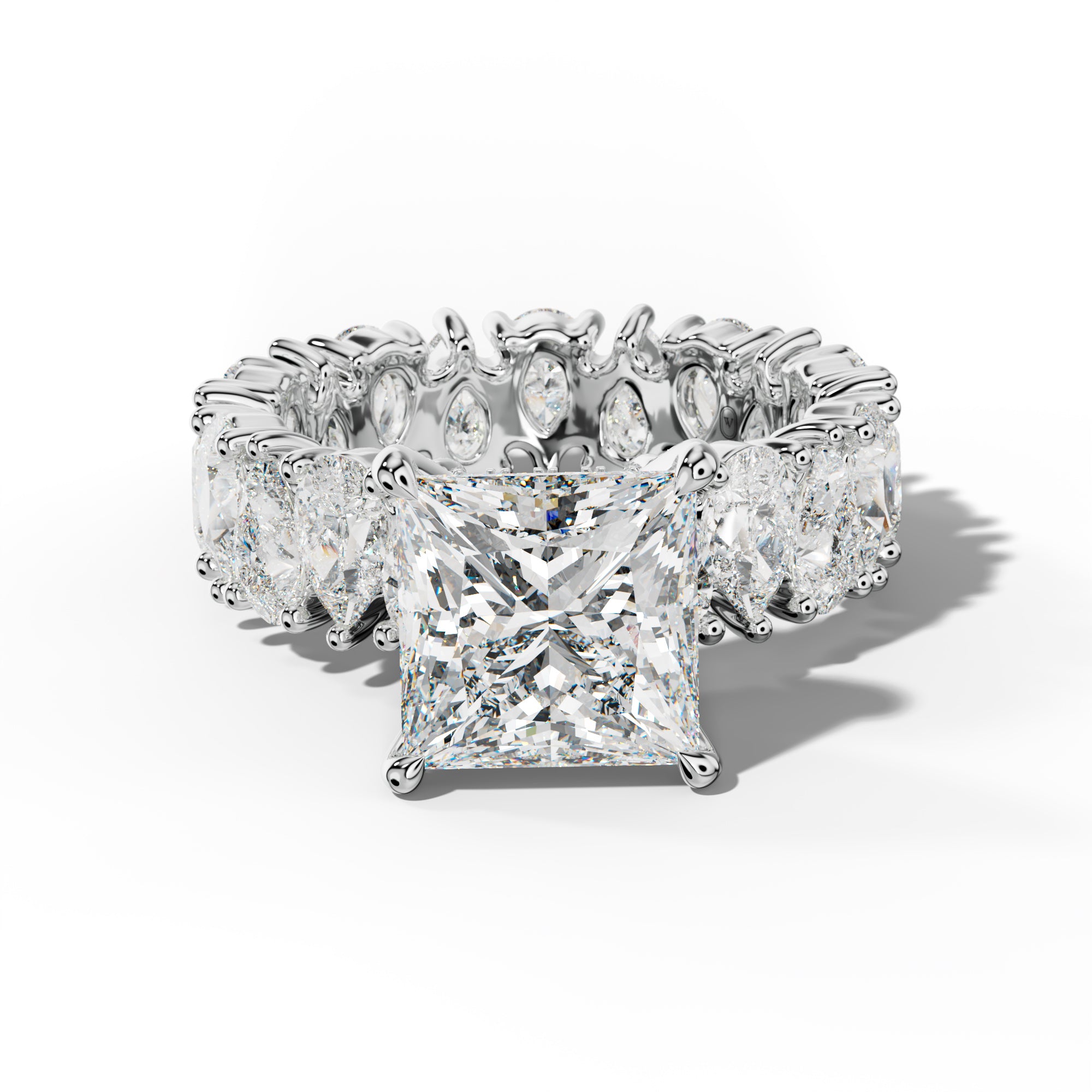 Livia Princess Cut Engagement Ring With Pear Shape Side Stones