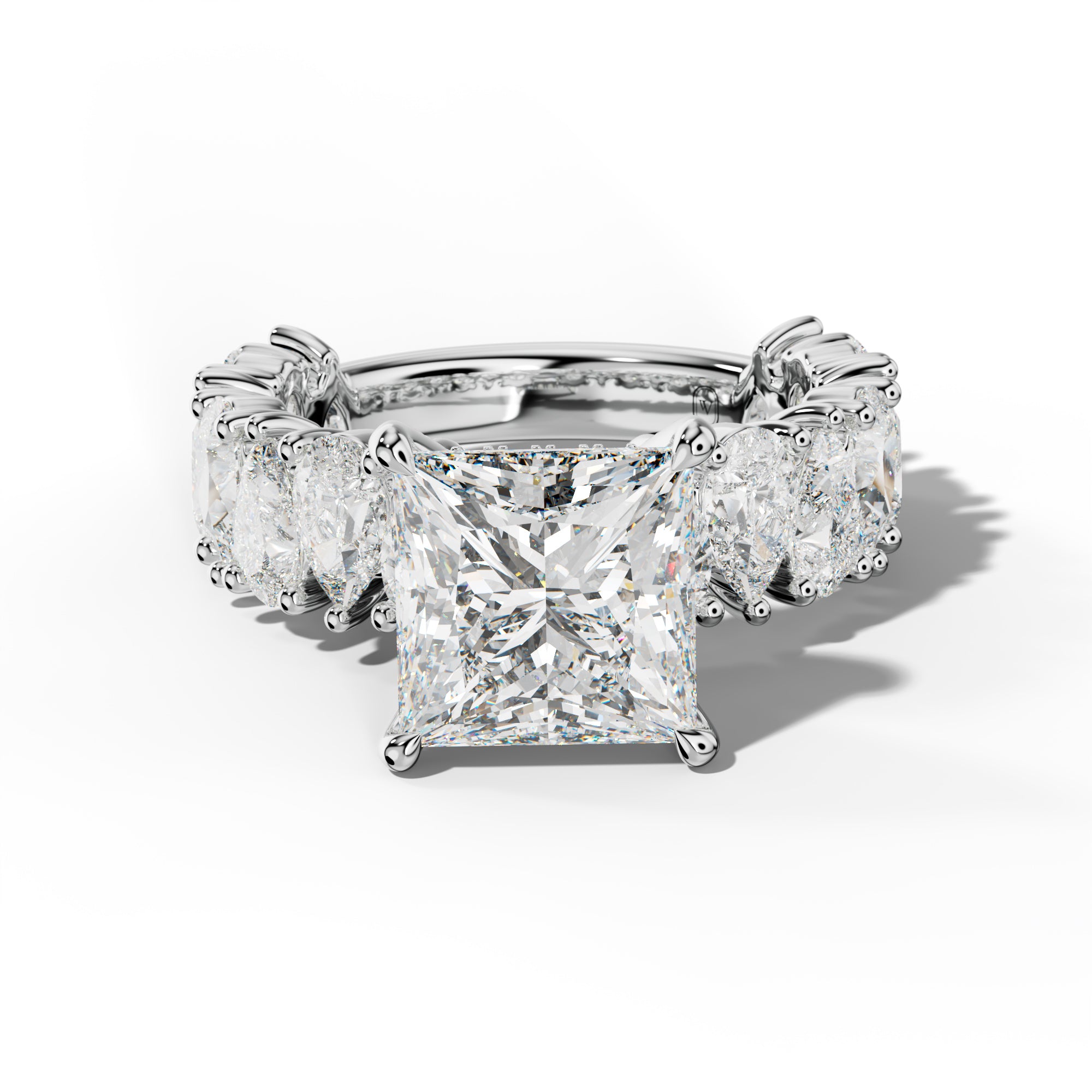 Paula Princess Cut Engagement Ring With Pear Shape Side Stones