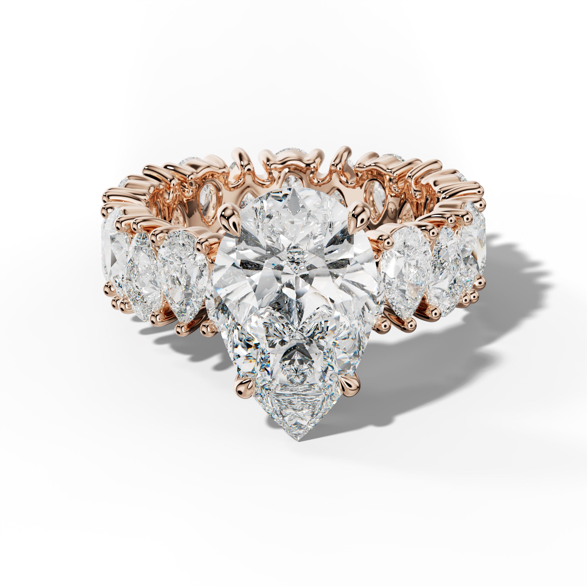 Livia Pear Shape Engagement Ring With Pear Shape Side Stones