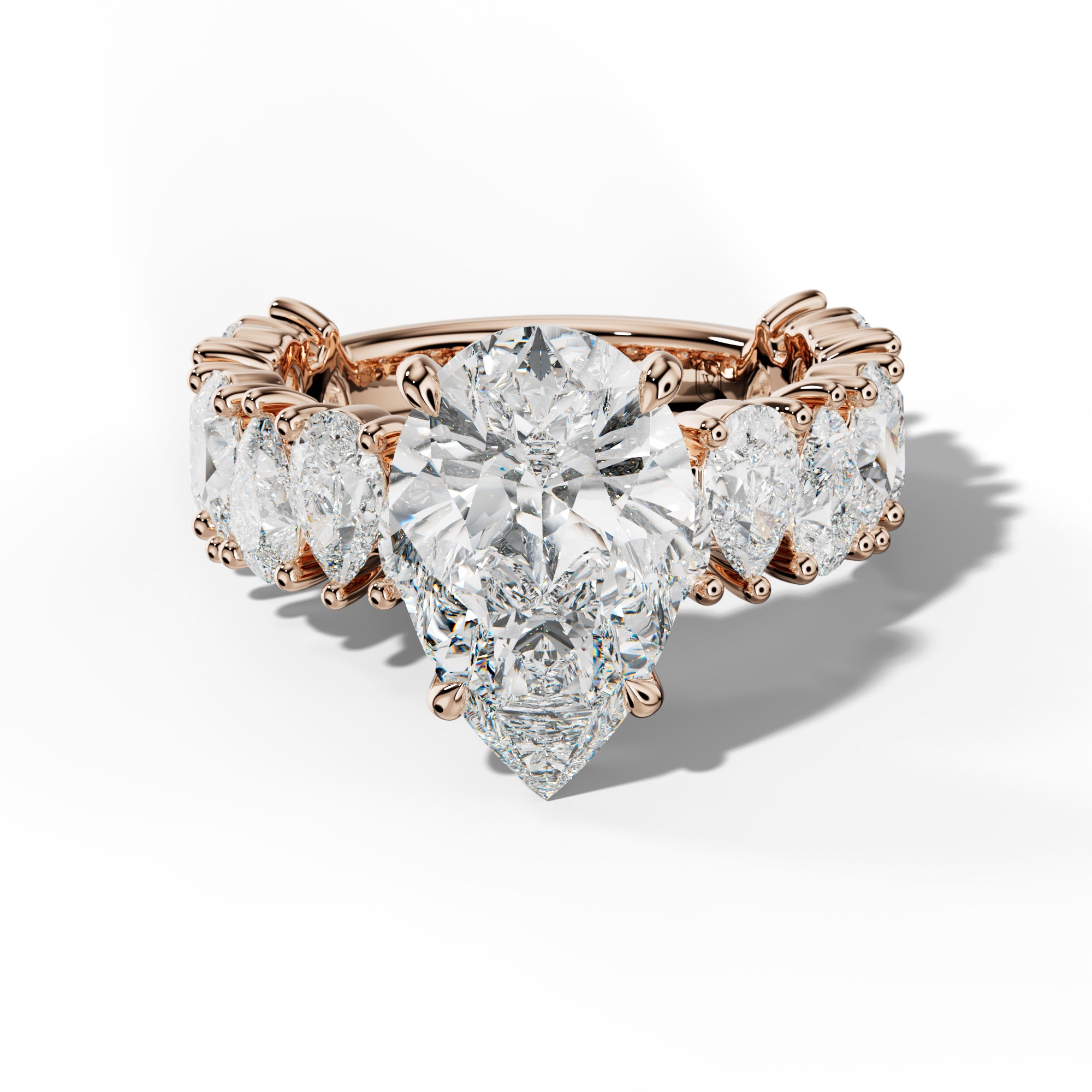 Paula Pear Shape Diamond Engagement Ring With Pear Shape Side Stones