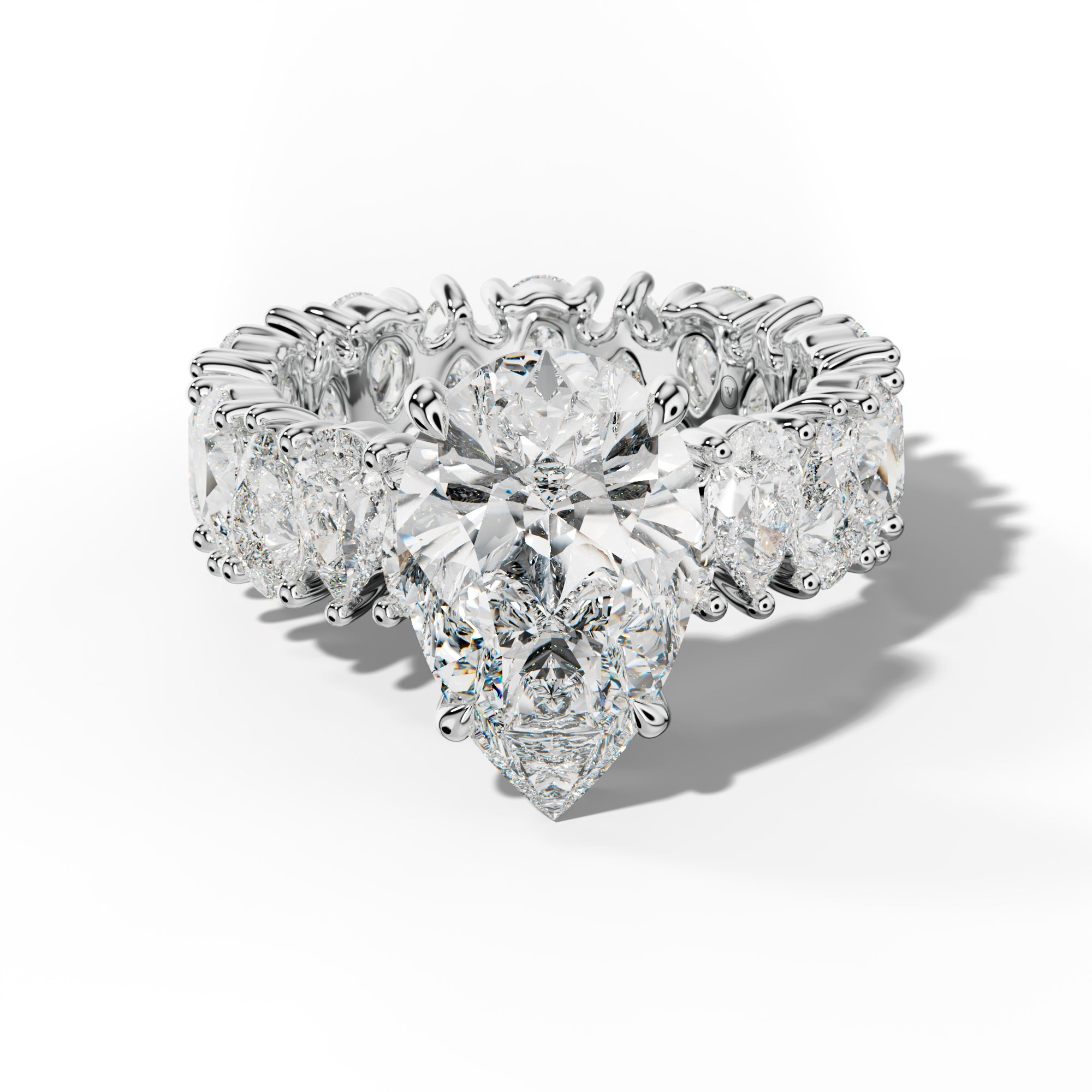 Livia Pear Shape Engagement Ring With Pear Shape Side Stones