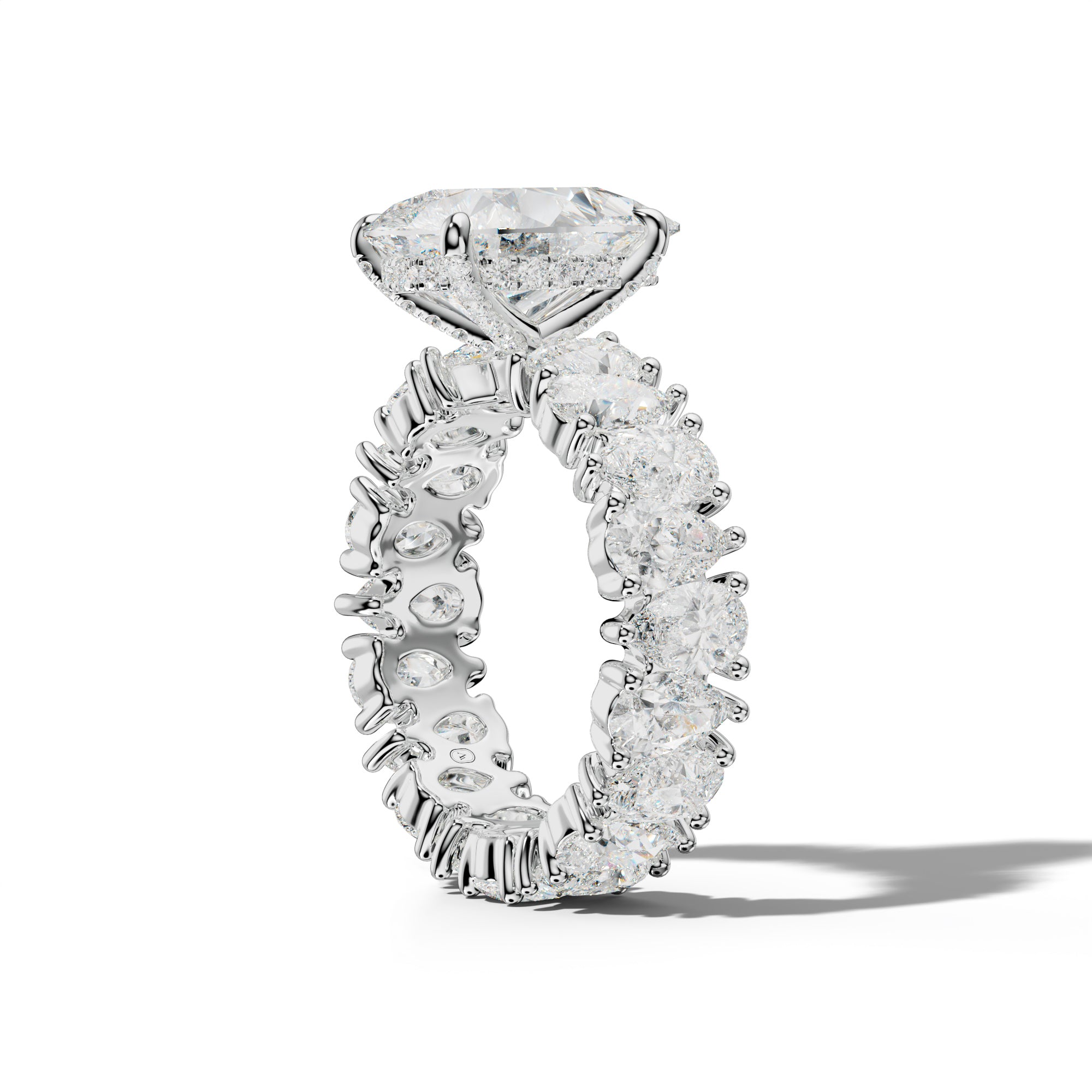 Livia Pear Shape Engagement Ring With Pear Shape Side Stones