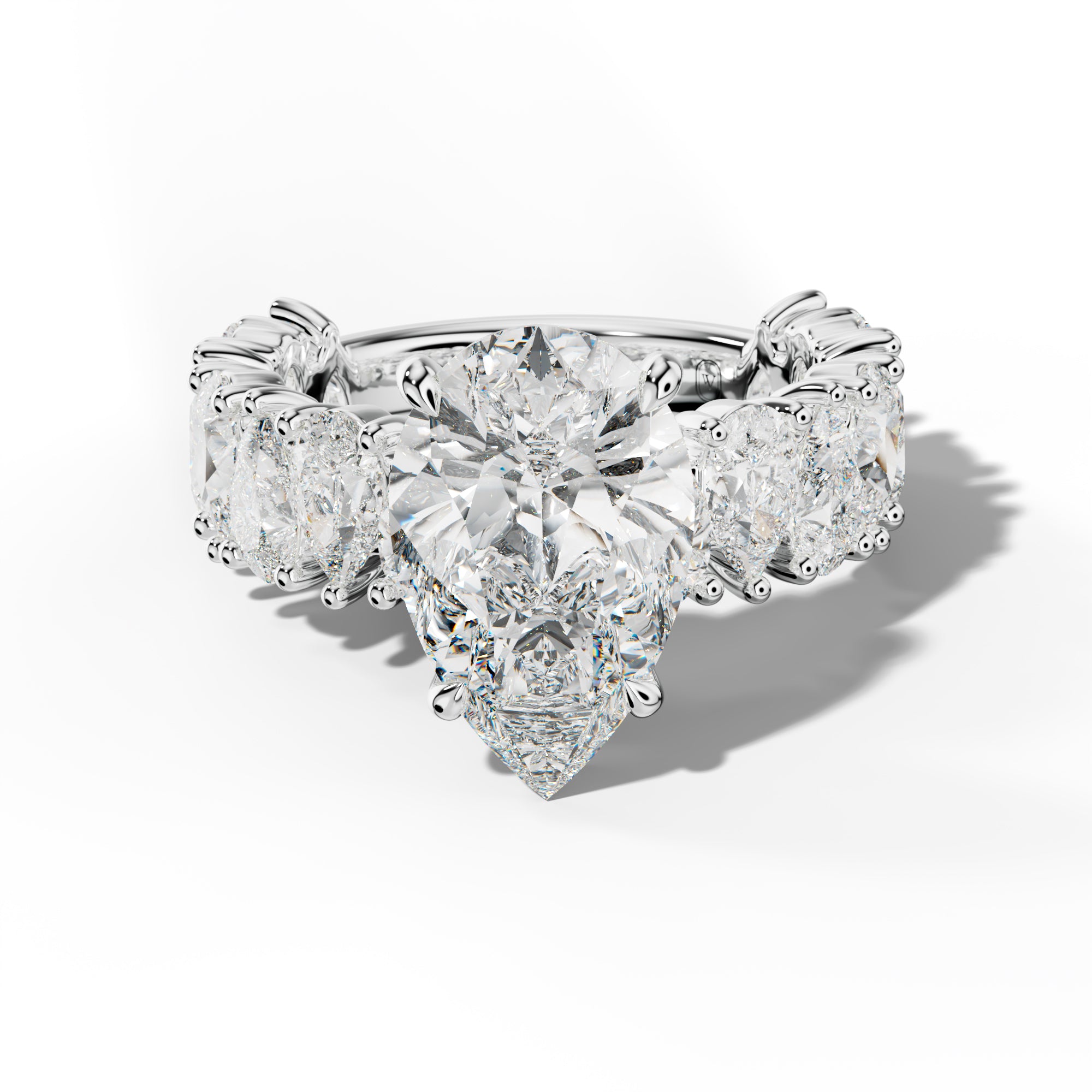Paula Pear Shape Diamond Engagement Ring With Pear Shape Side Stones