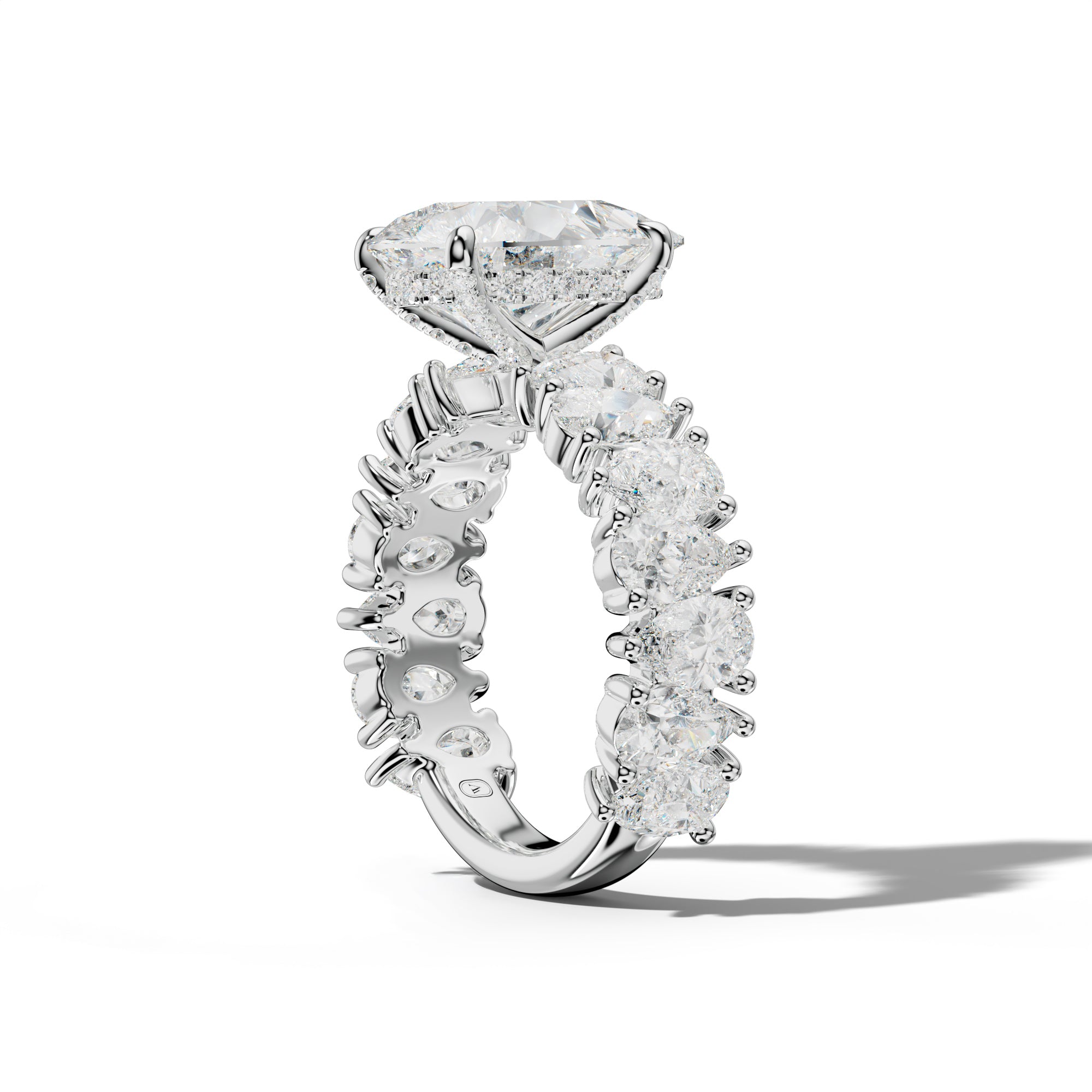 Paula Pear Shape Diamond Engagement Ring With Pear Shape Side Stones