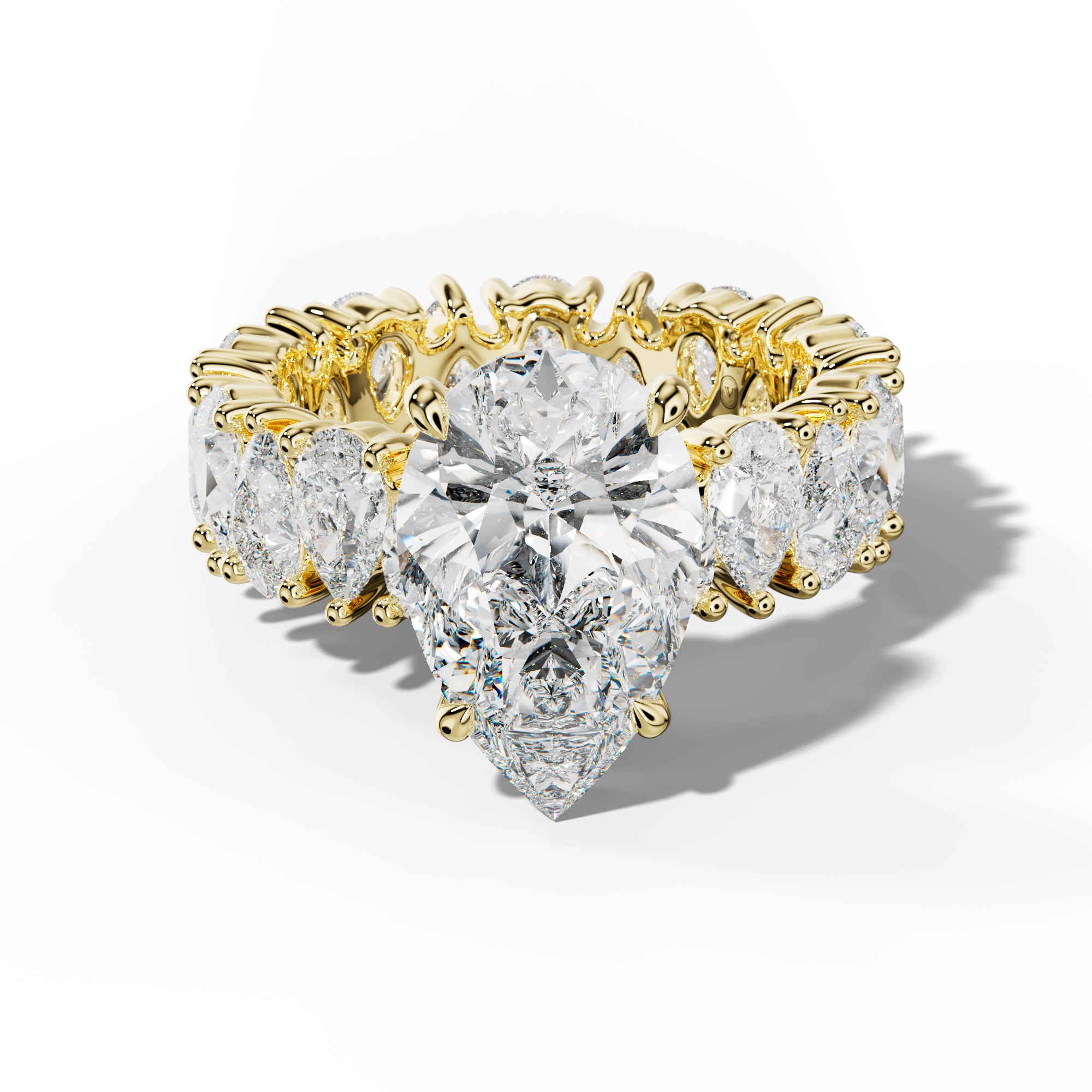Livia Pear Shape Engagement Ring With Pear Shape Side Stones