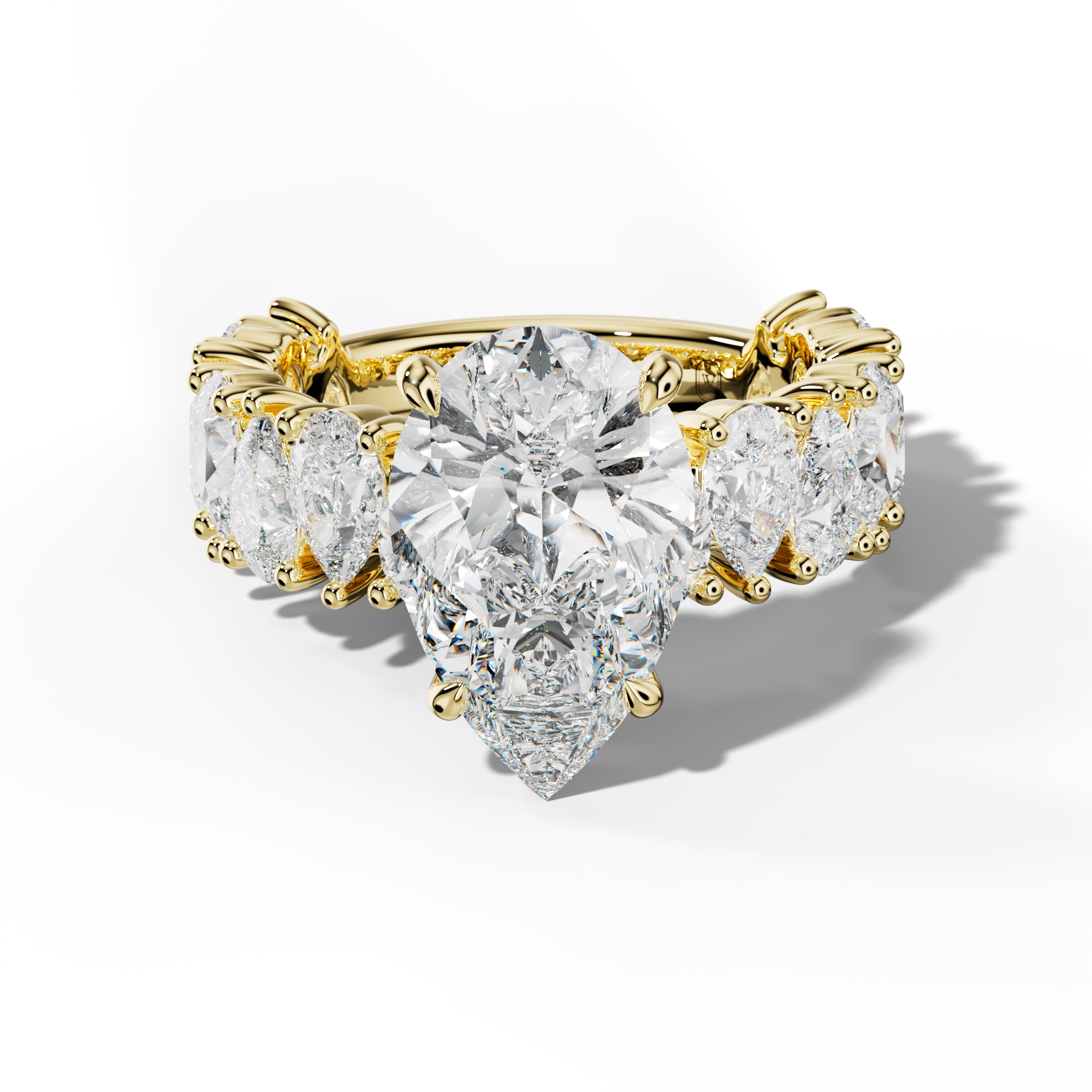 Paula Pear Shape Diamond Engagement Ring With Pear Shape Side Stones
