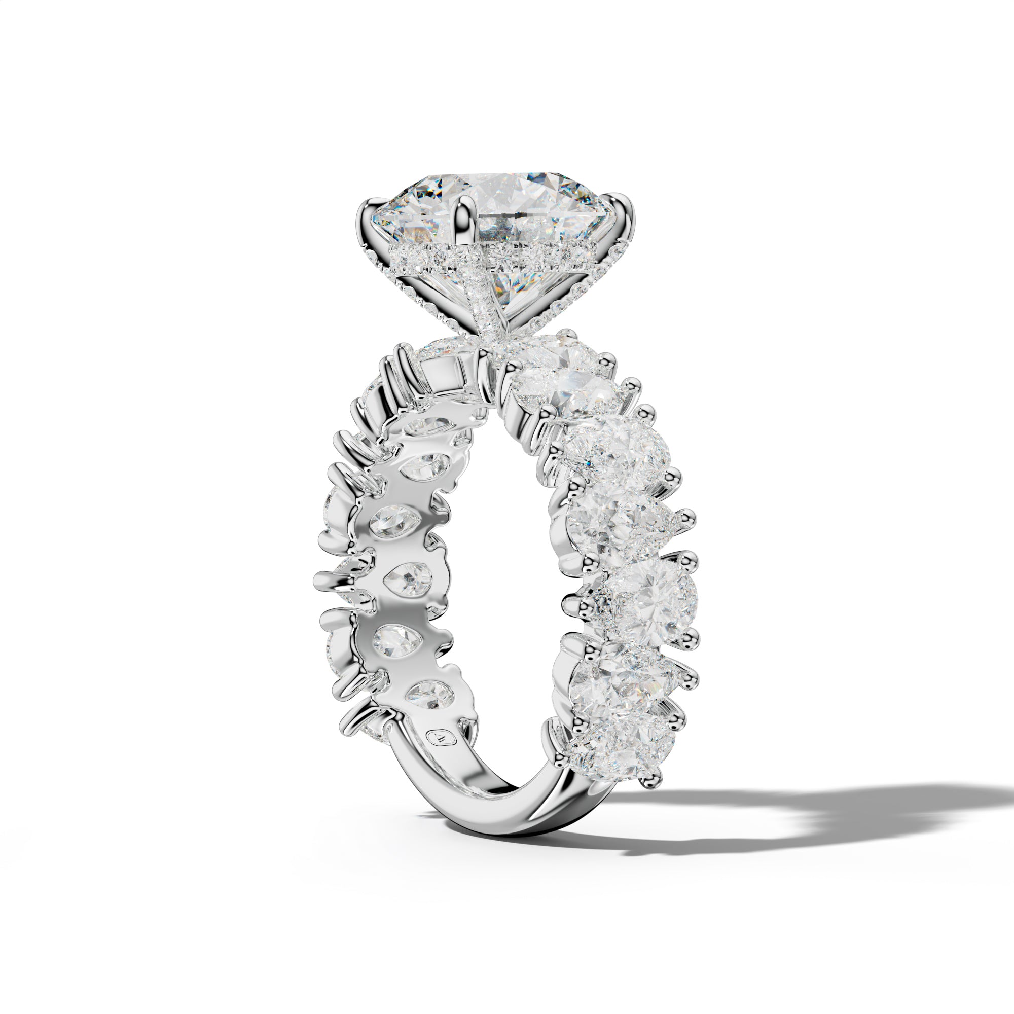 Paula Round Diamond Engagement Ring With Pear Shape Side Stones