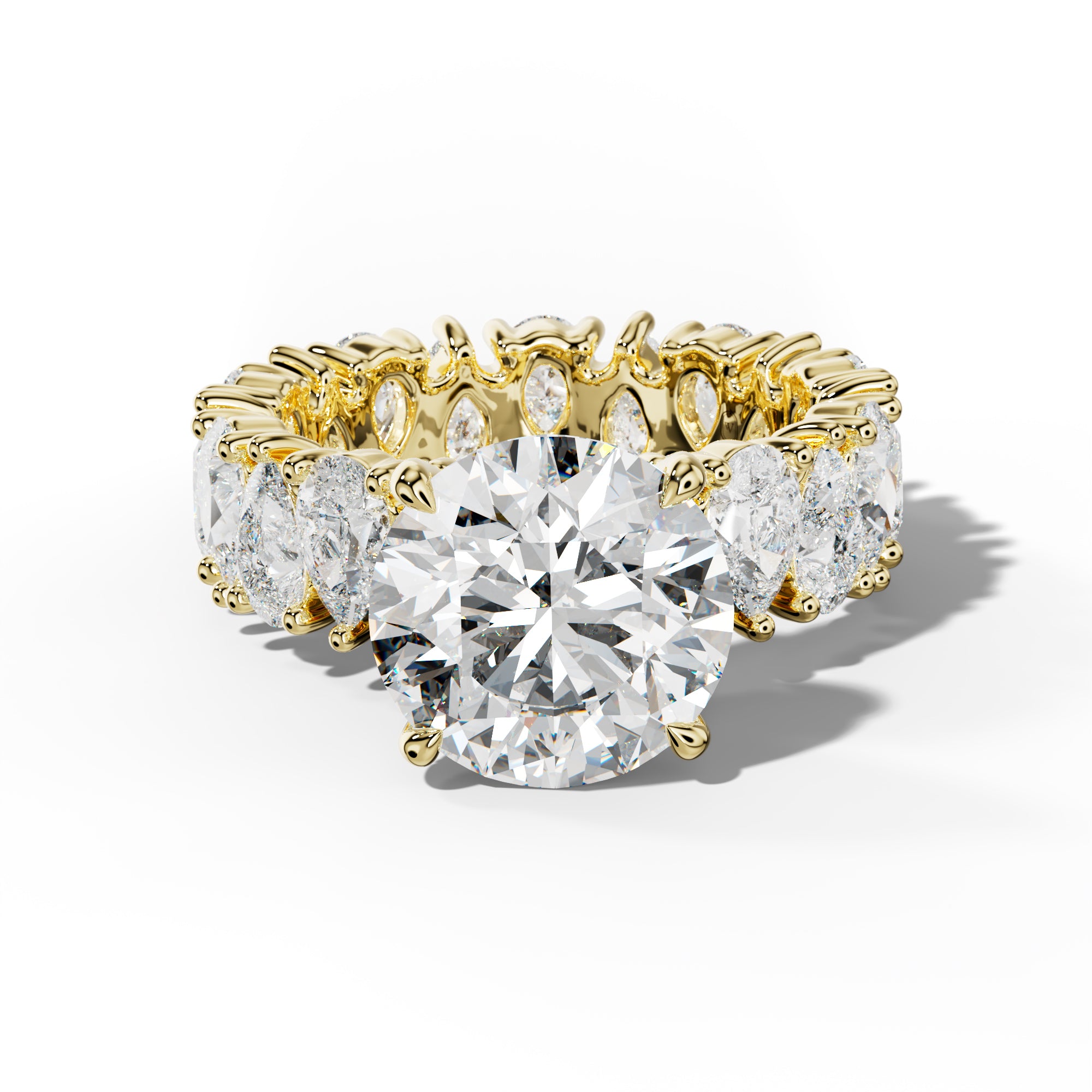 Livia Round Diamond Engagement Ring With Pear Shape Side Stones