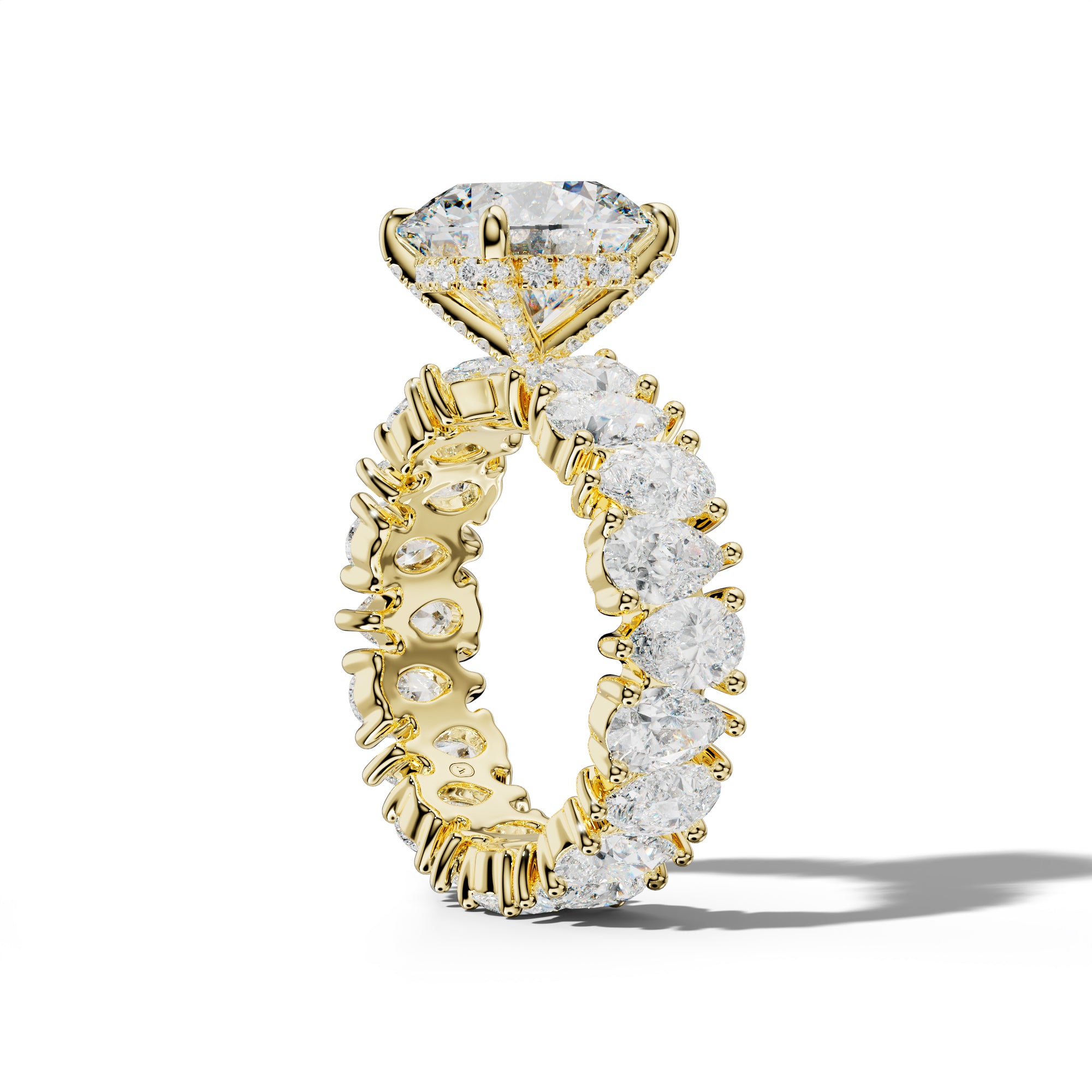Livia Round Diamond Engagement Ring With Pear Shape Side Stones