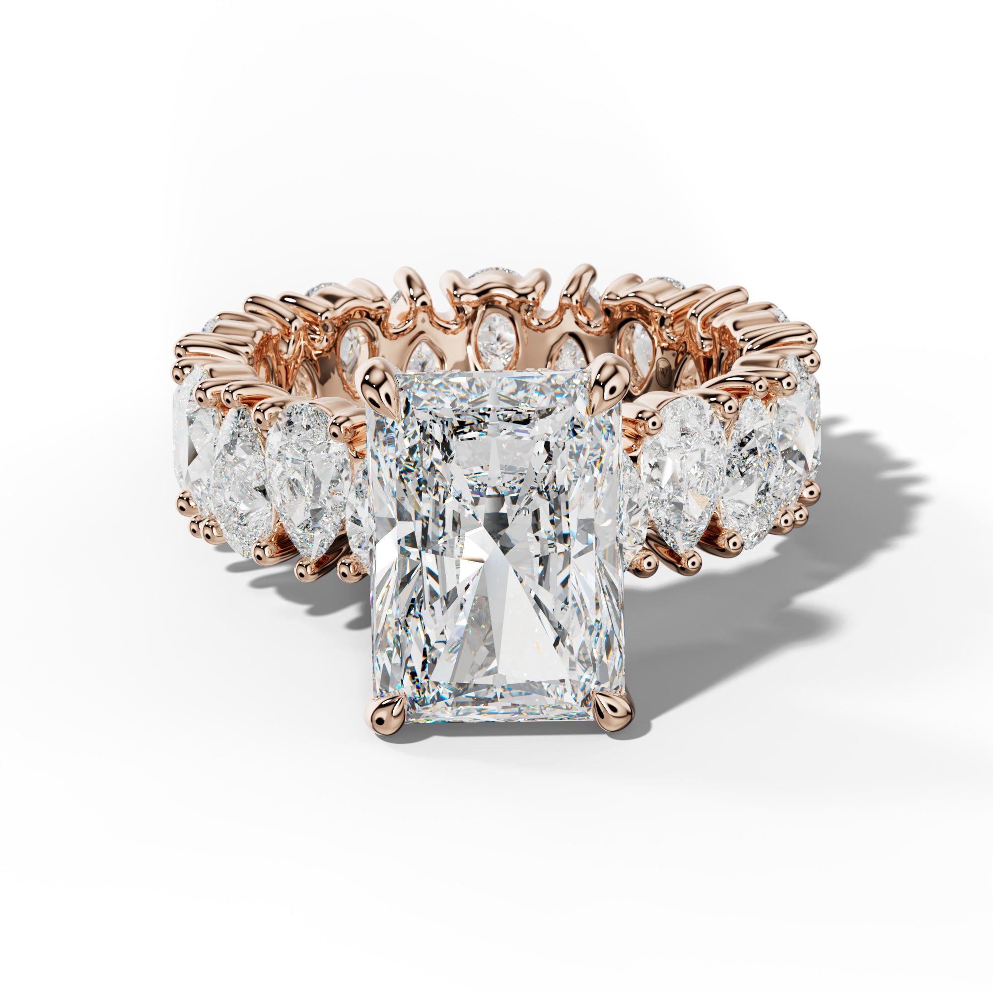 Livia Radiant Diamond Engagement Ring With Pear Shape Side Stones