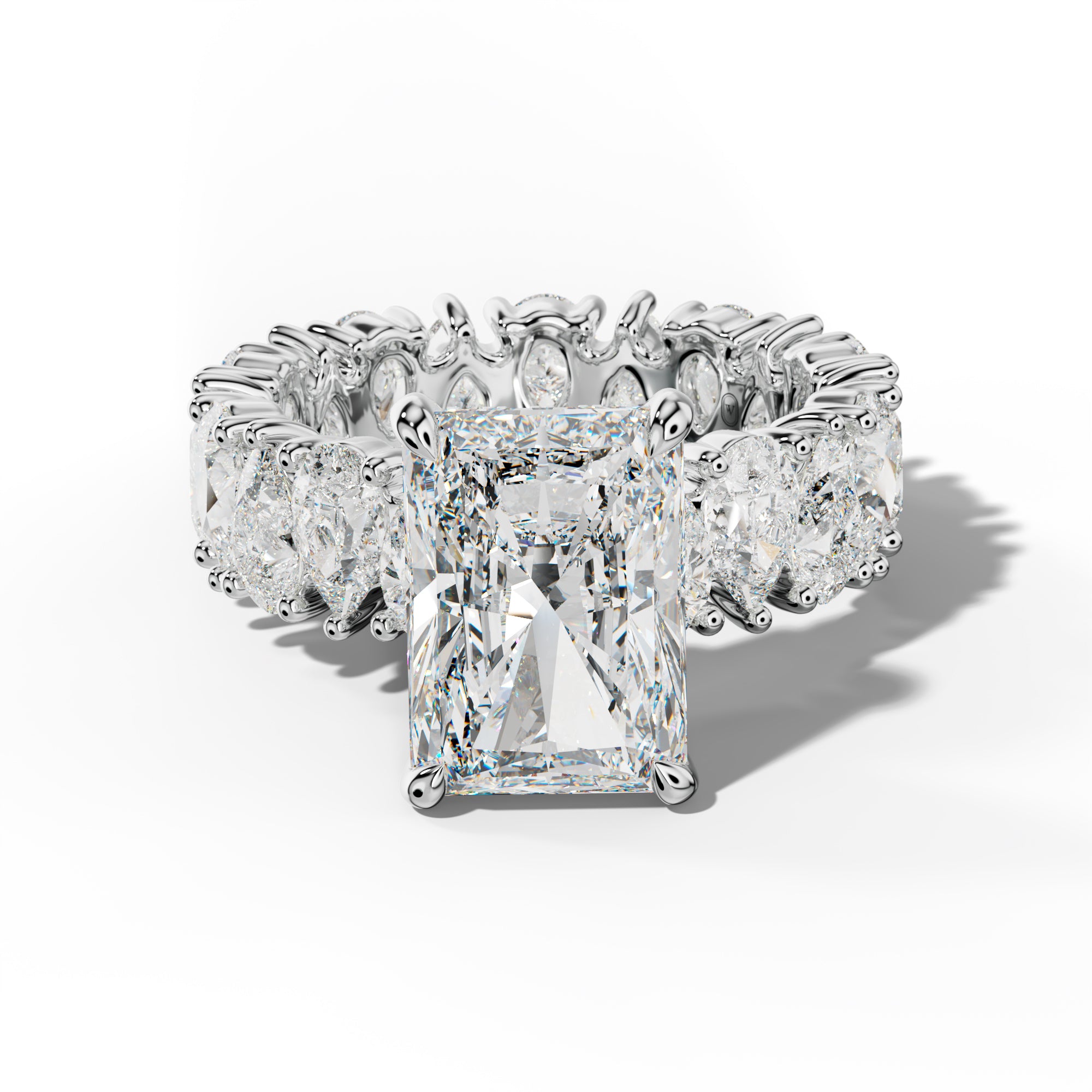 Livia Radiant Diamond Engagement Ring With Pear Shape Side Stones