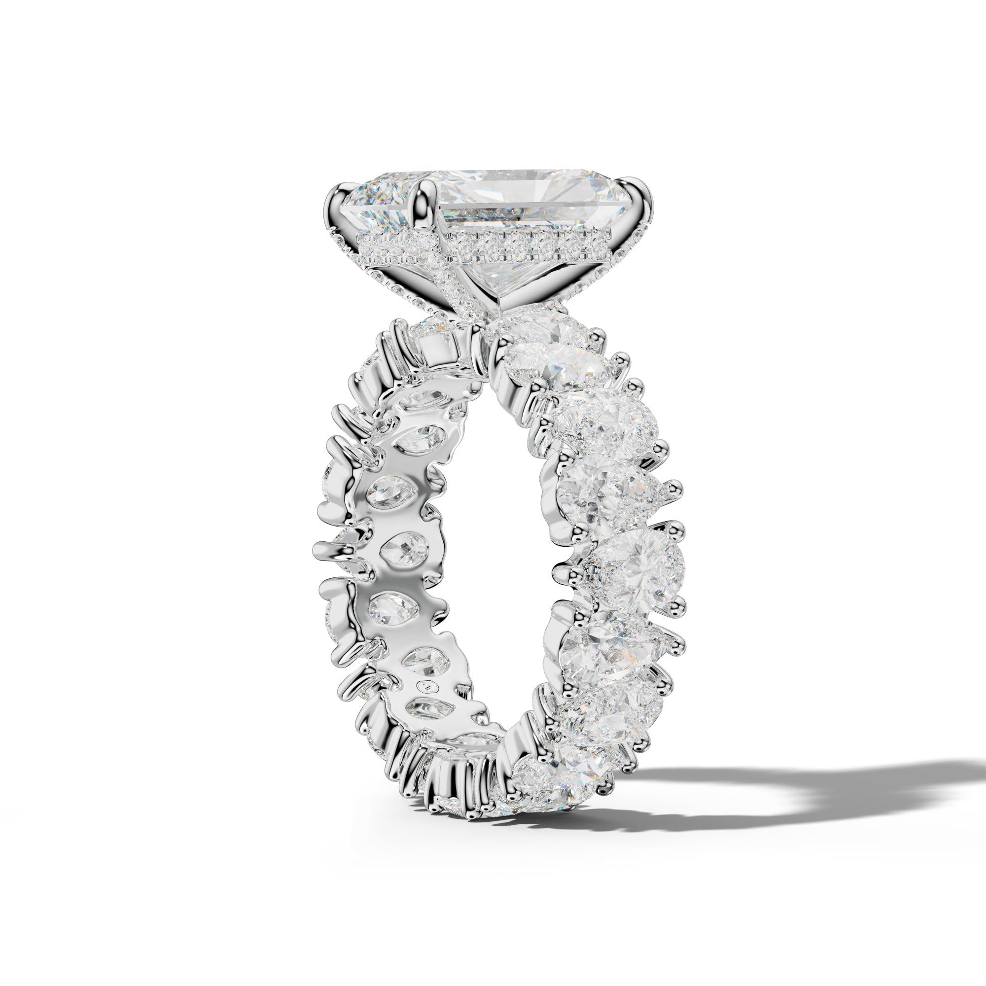 Livia Radiant Diamond Engagement Ring With Pear Shape Side Stones