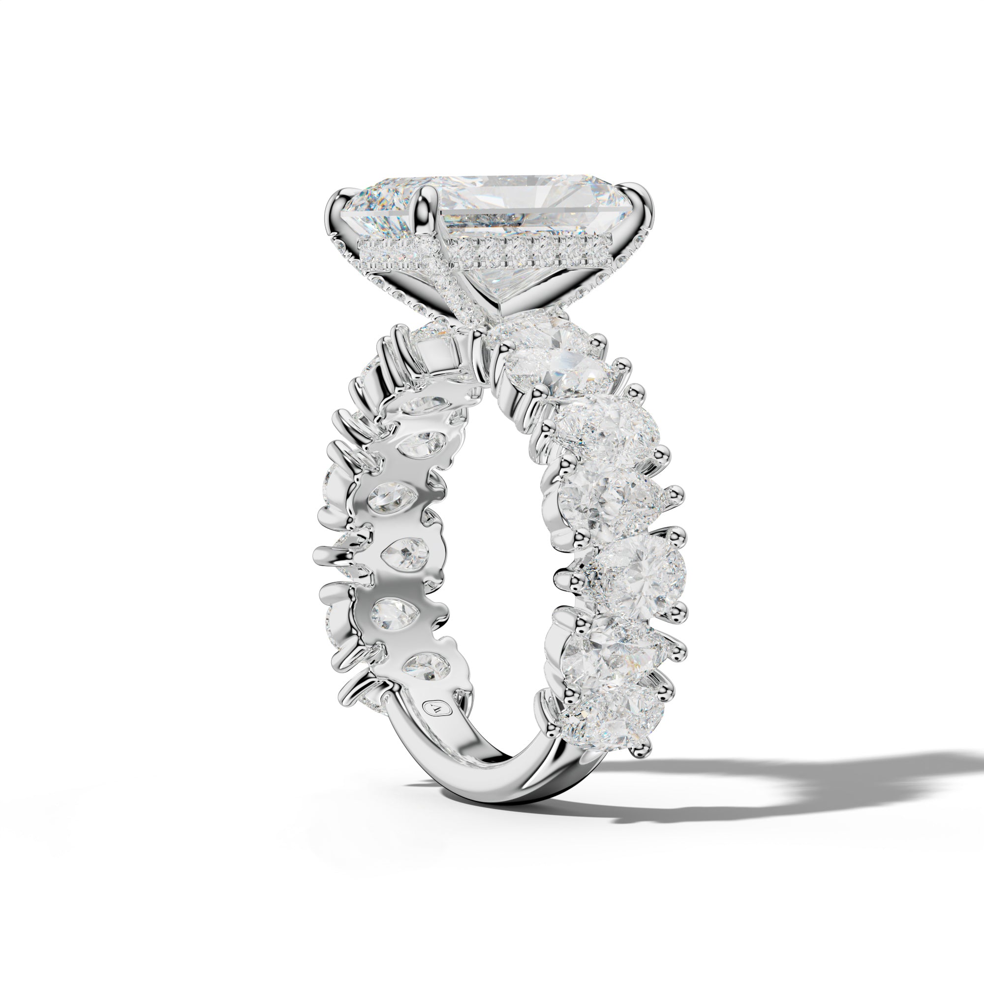 Paula Radiant Diamond Engagement Ring With Pear Shape Side Stones