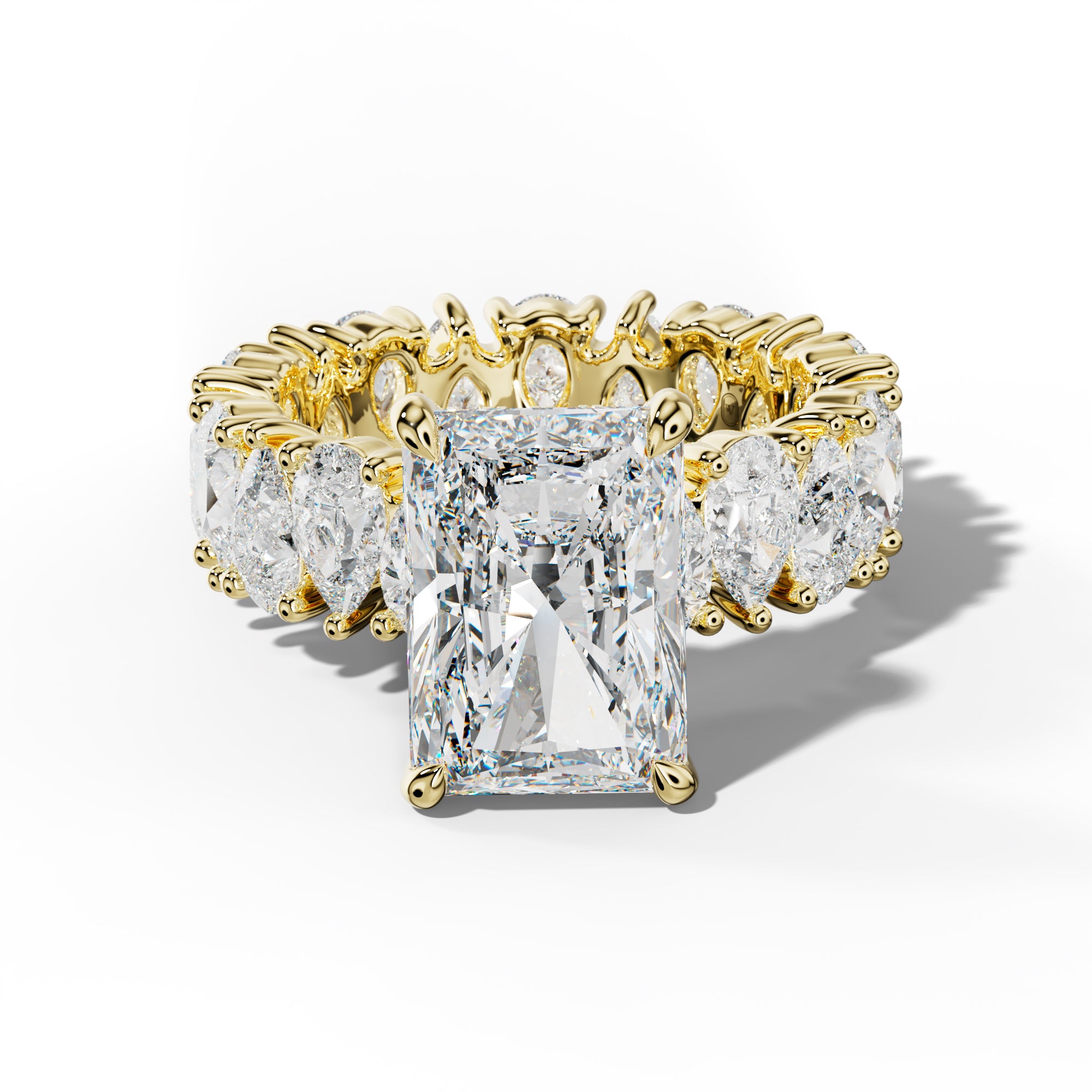 Livia Radiant Diamond Engagement Ring With Pear Shape Side Stones