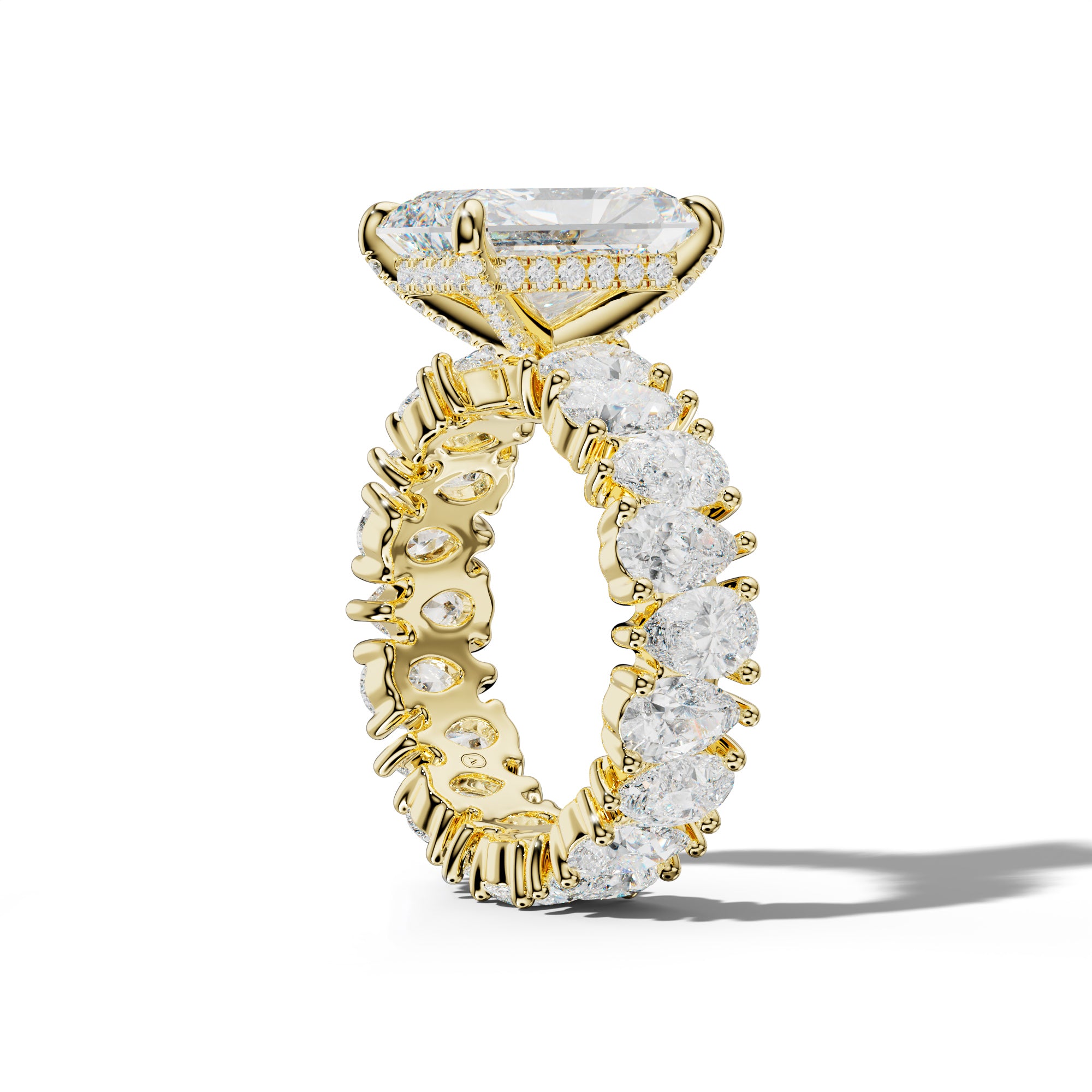 Livia Radiant Diamond Engagement Ring With Pear Shape Side Stones