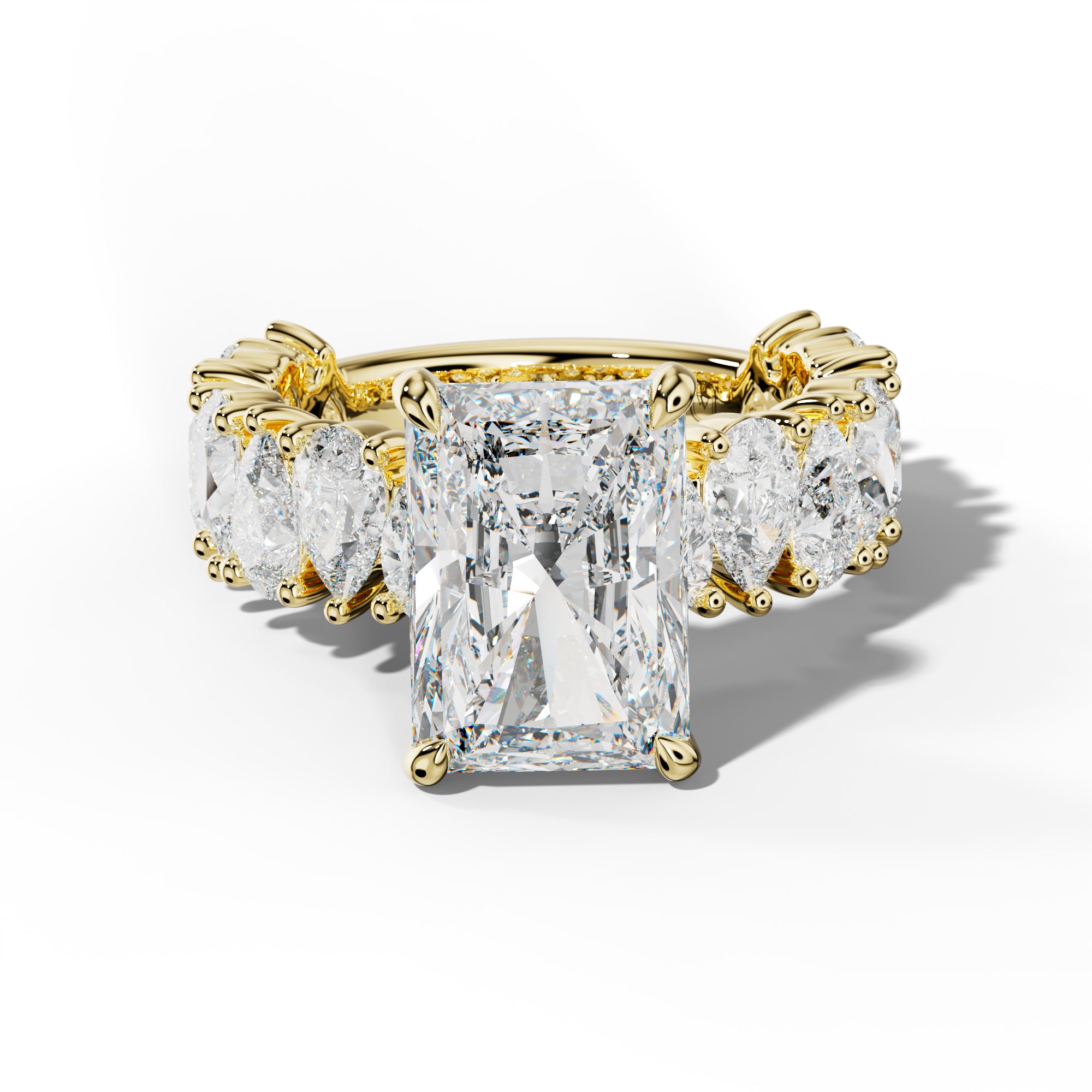 Paula Radiant Diamond Engagement Ring With Pear Shape Side Stones
