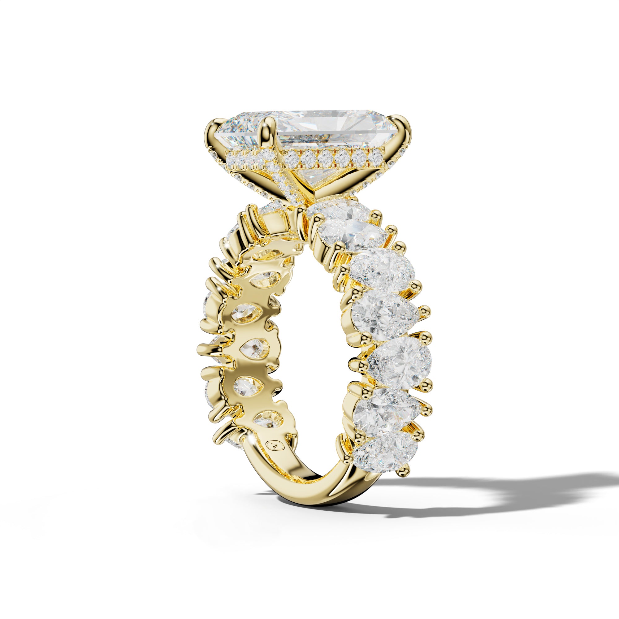 Paula Radiant Diamond Engagement Ring With Pear Shape Side Stones