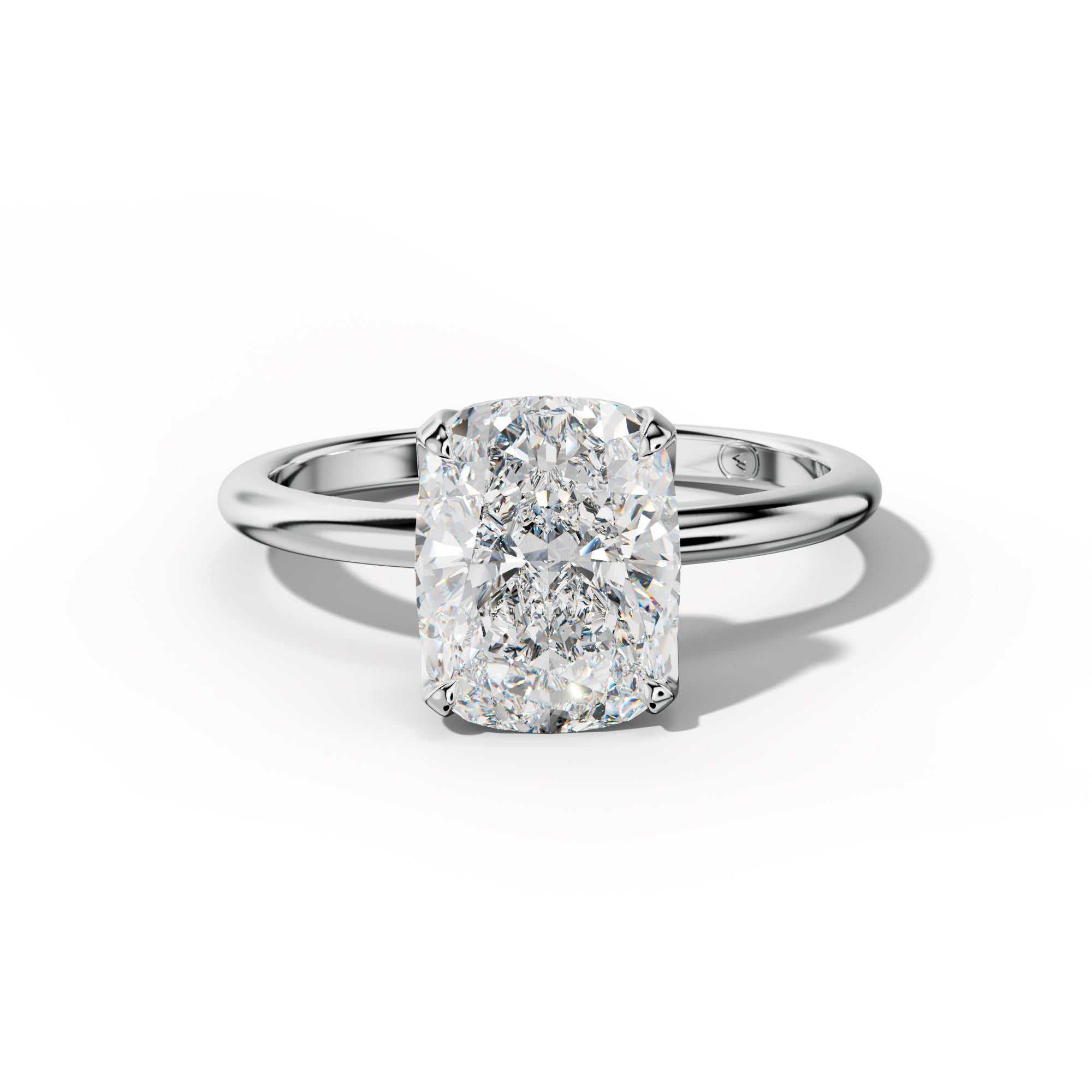 Ella Solitaire Elongated Cushion Cut Diamond Engagement Ring Tulip