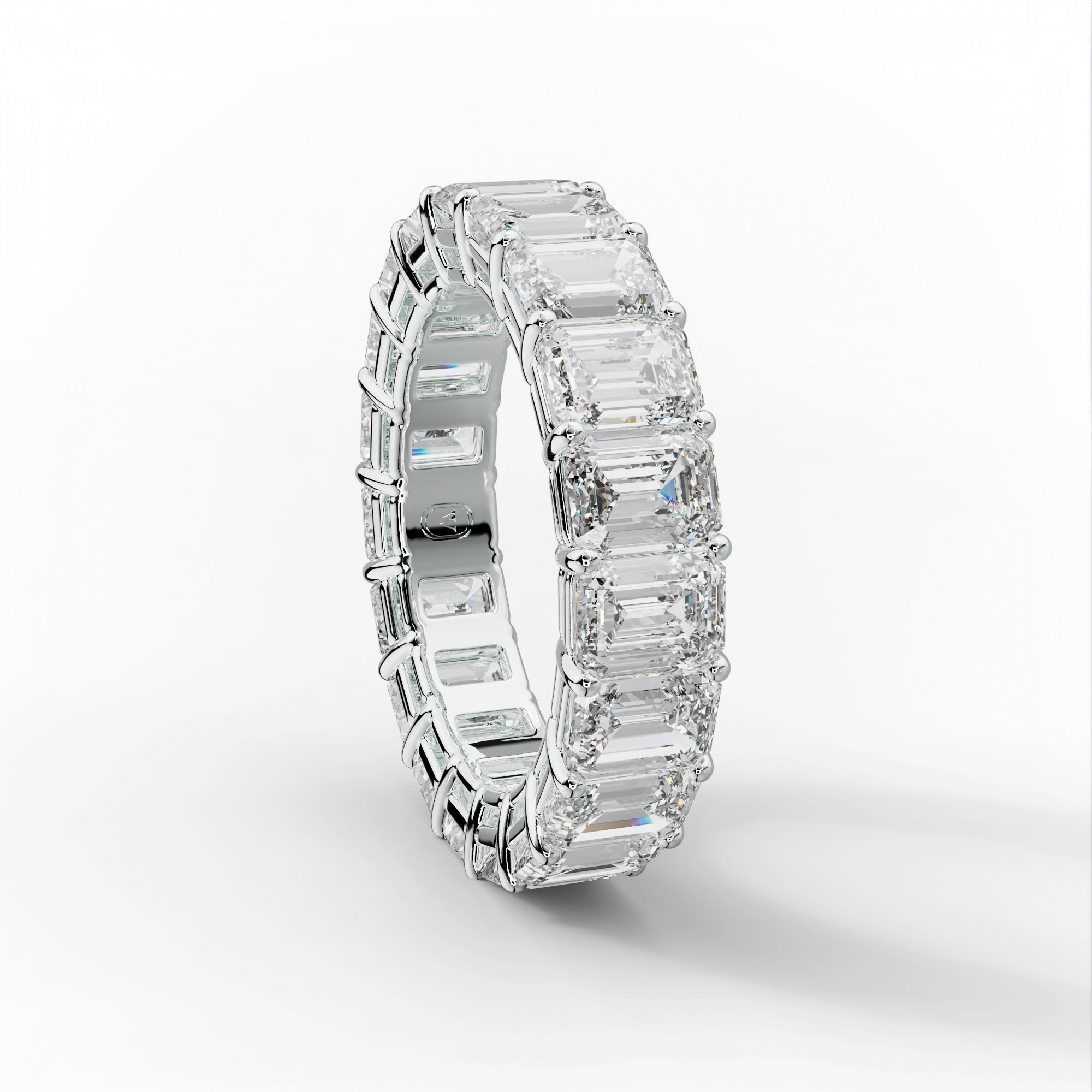 7.0 Carat Emerald Cut Diamond Eternity Band Shared Prong