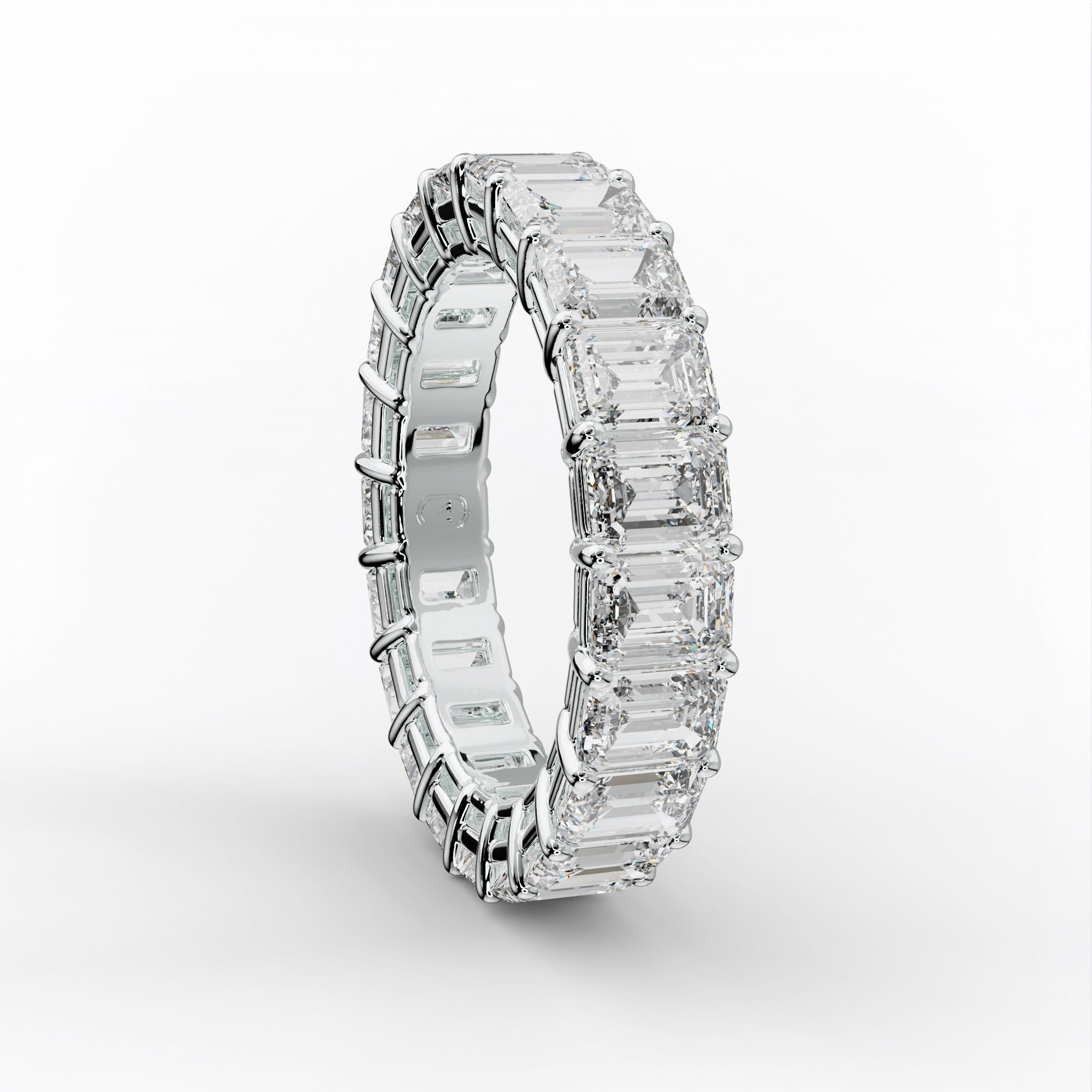 5.0 Carat Emerald Cut Diamond Eternity Band Shared Prong