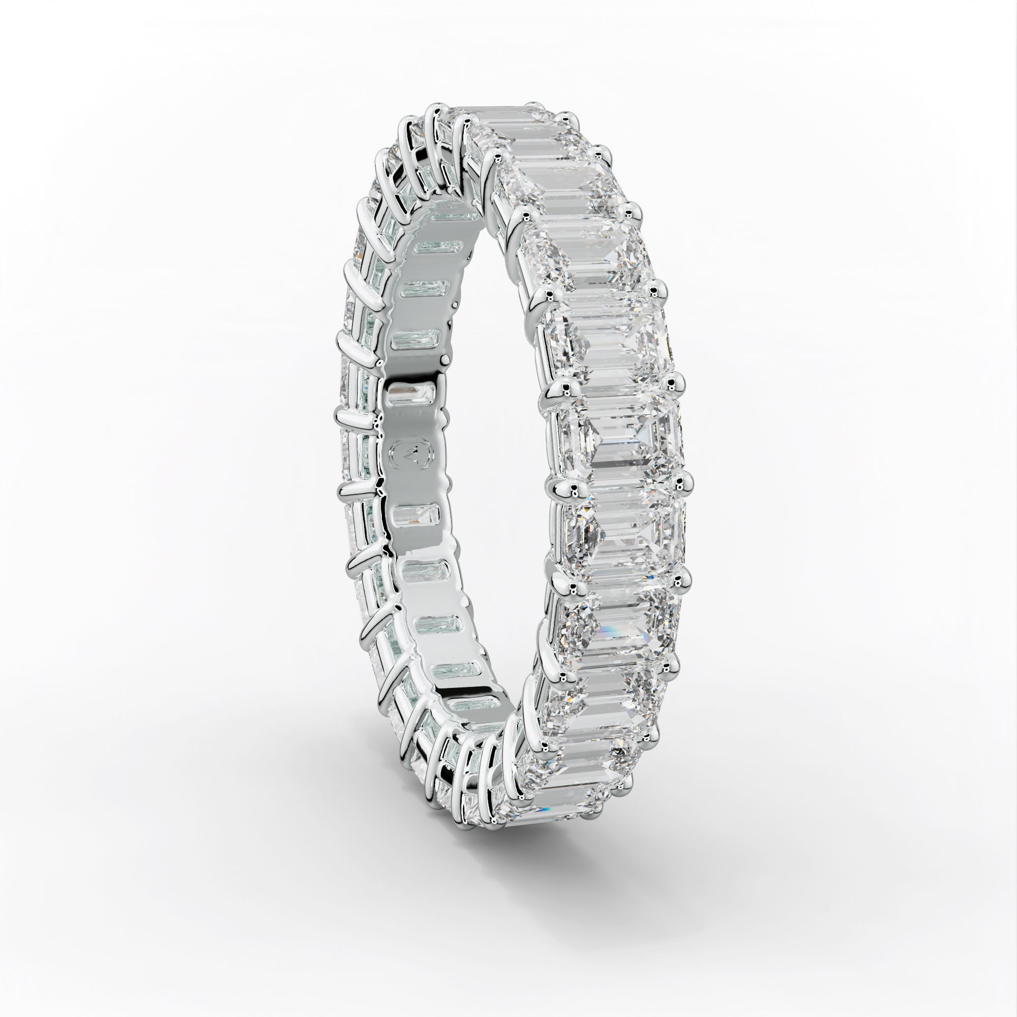 3.0 Carat Emerald Cut Diamond Eternity Band Shared Prong