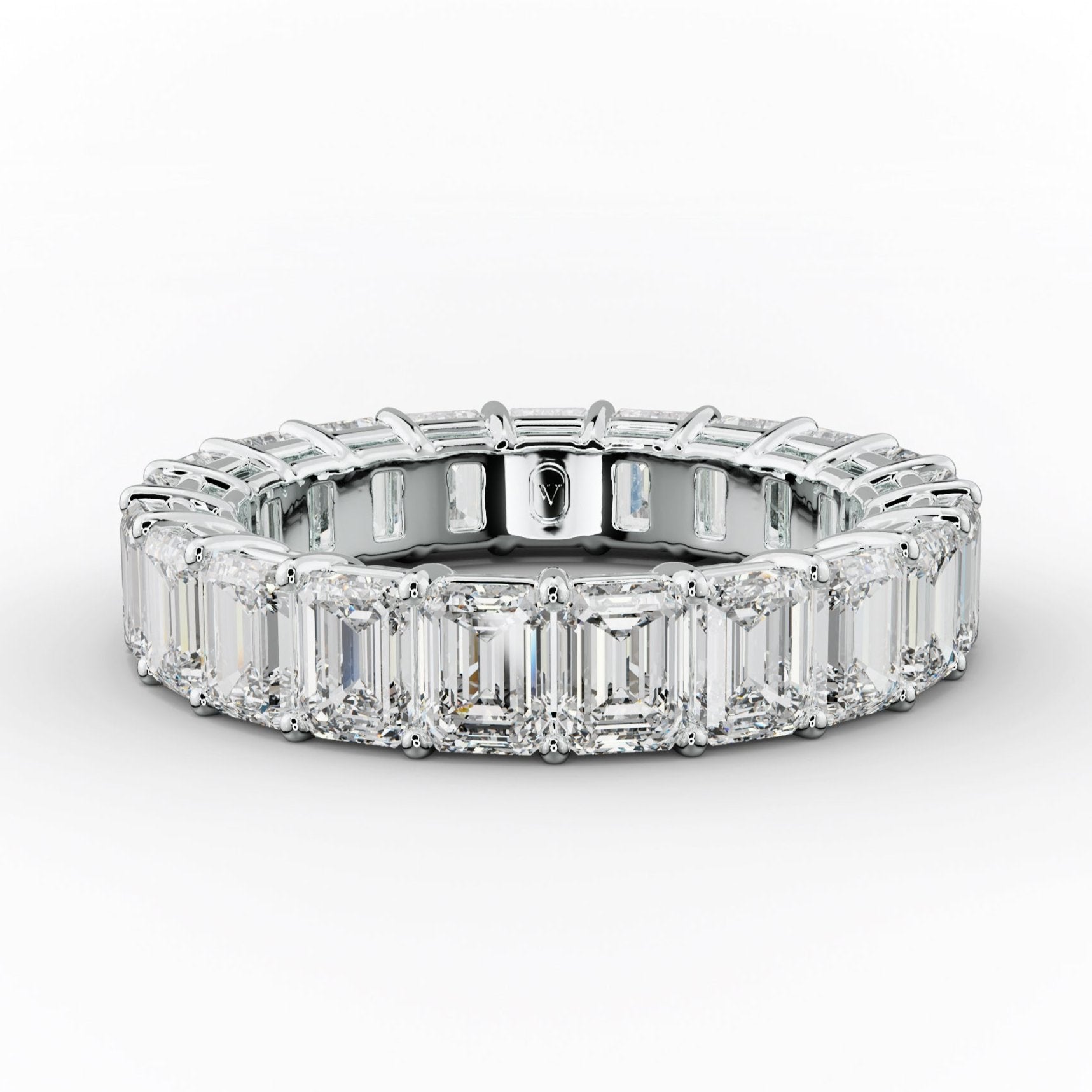 5.0 Carat Emerald Cut Diamond Eternity Band Shared Prong