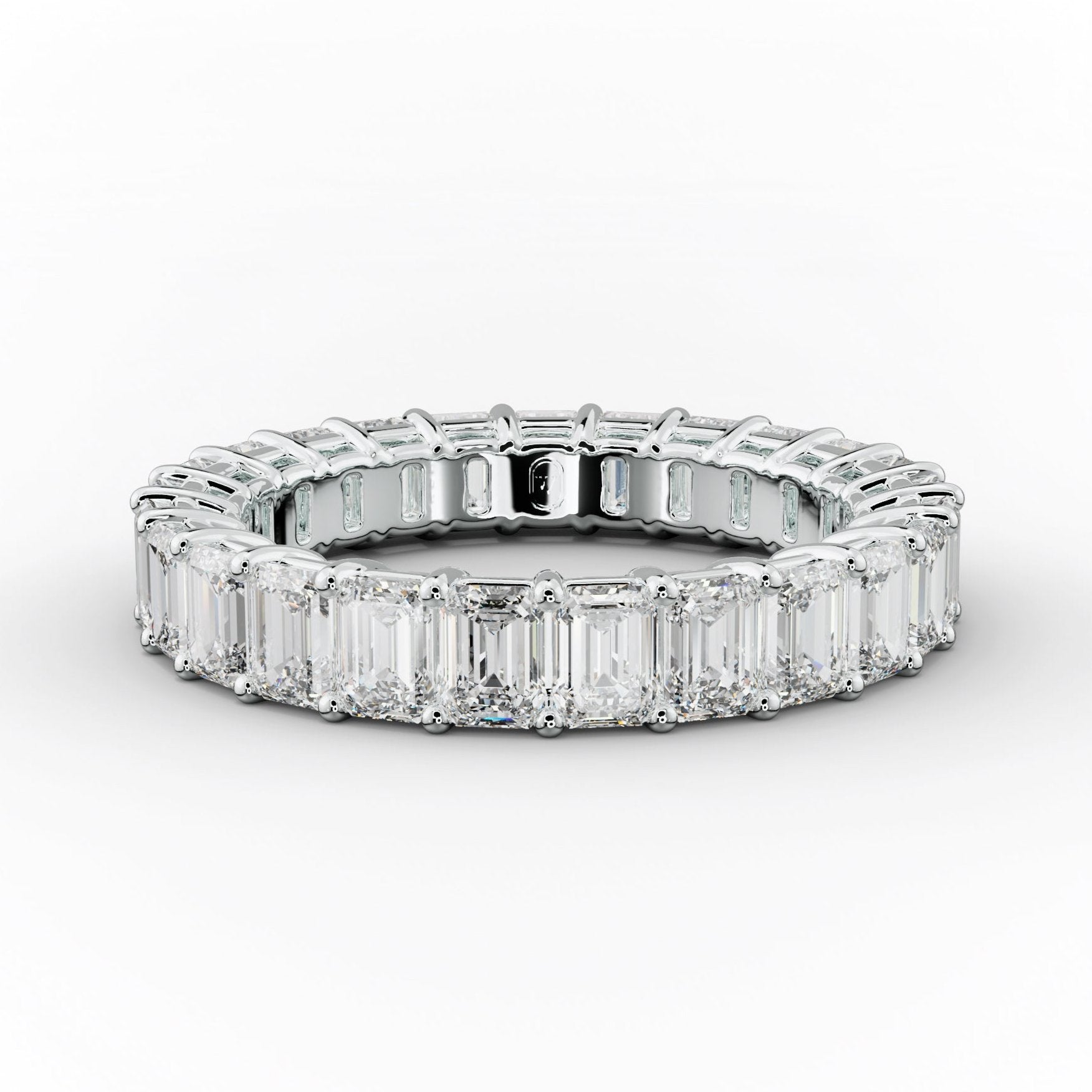 3.0 Carat Emerald Cut Diamond Eternity Band Shared Prong