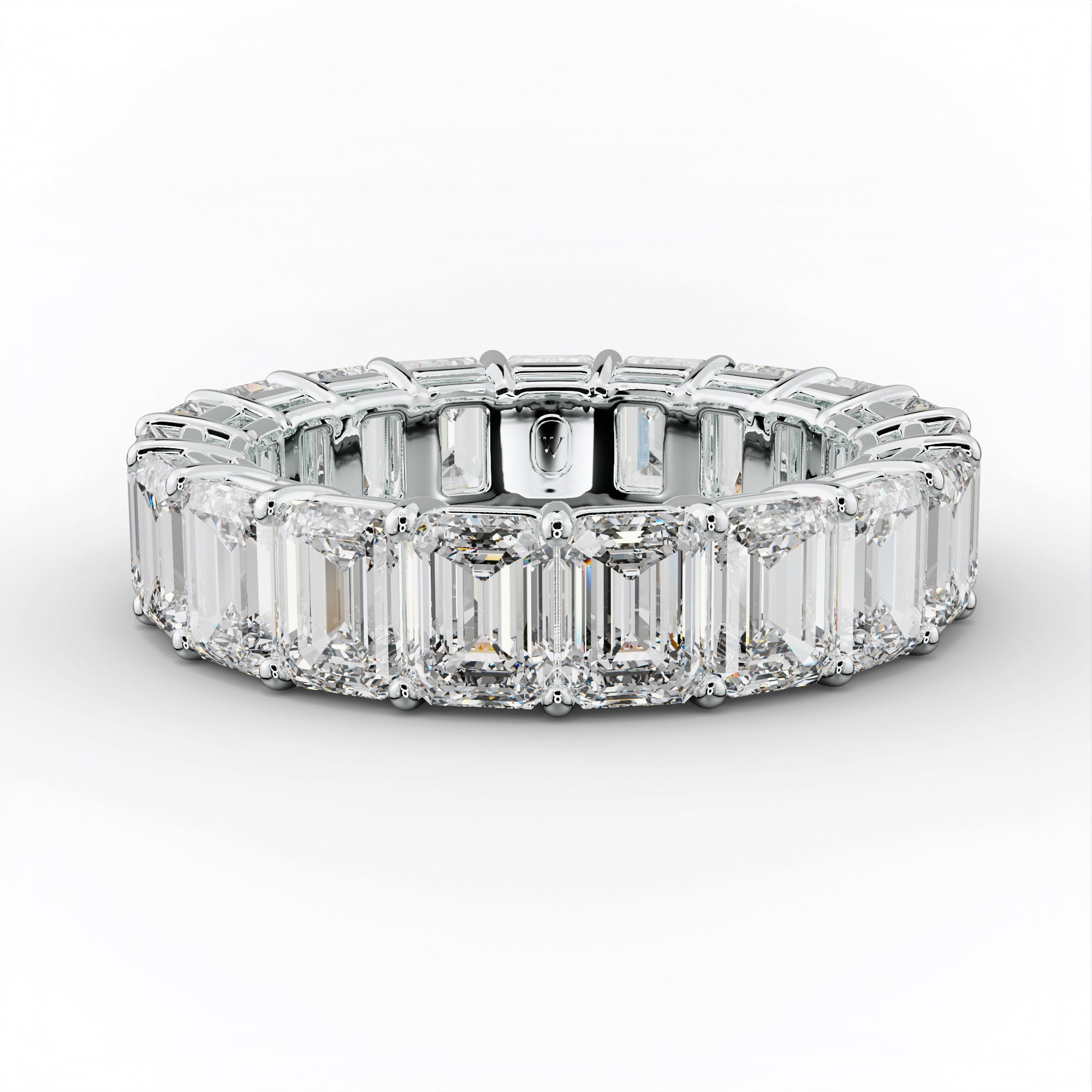 7.0 Carat Emerald Cut Diamond Eternity Band Shared Prong