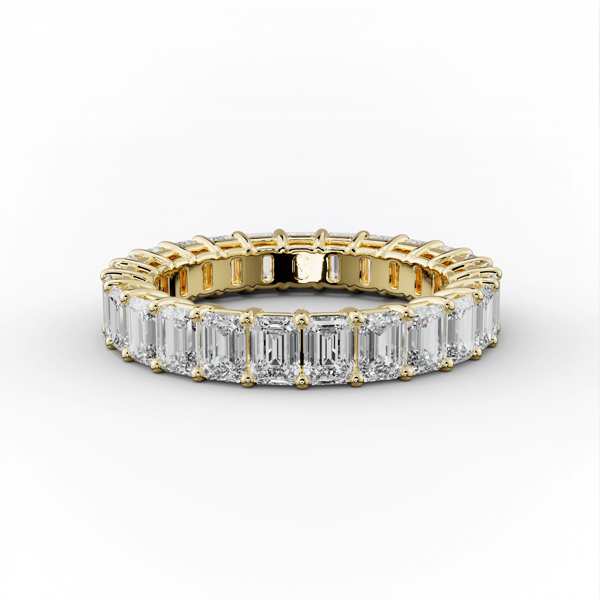 3.0 Carat Emerald Cut Diamond Eternity Band Shared Prong