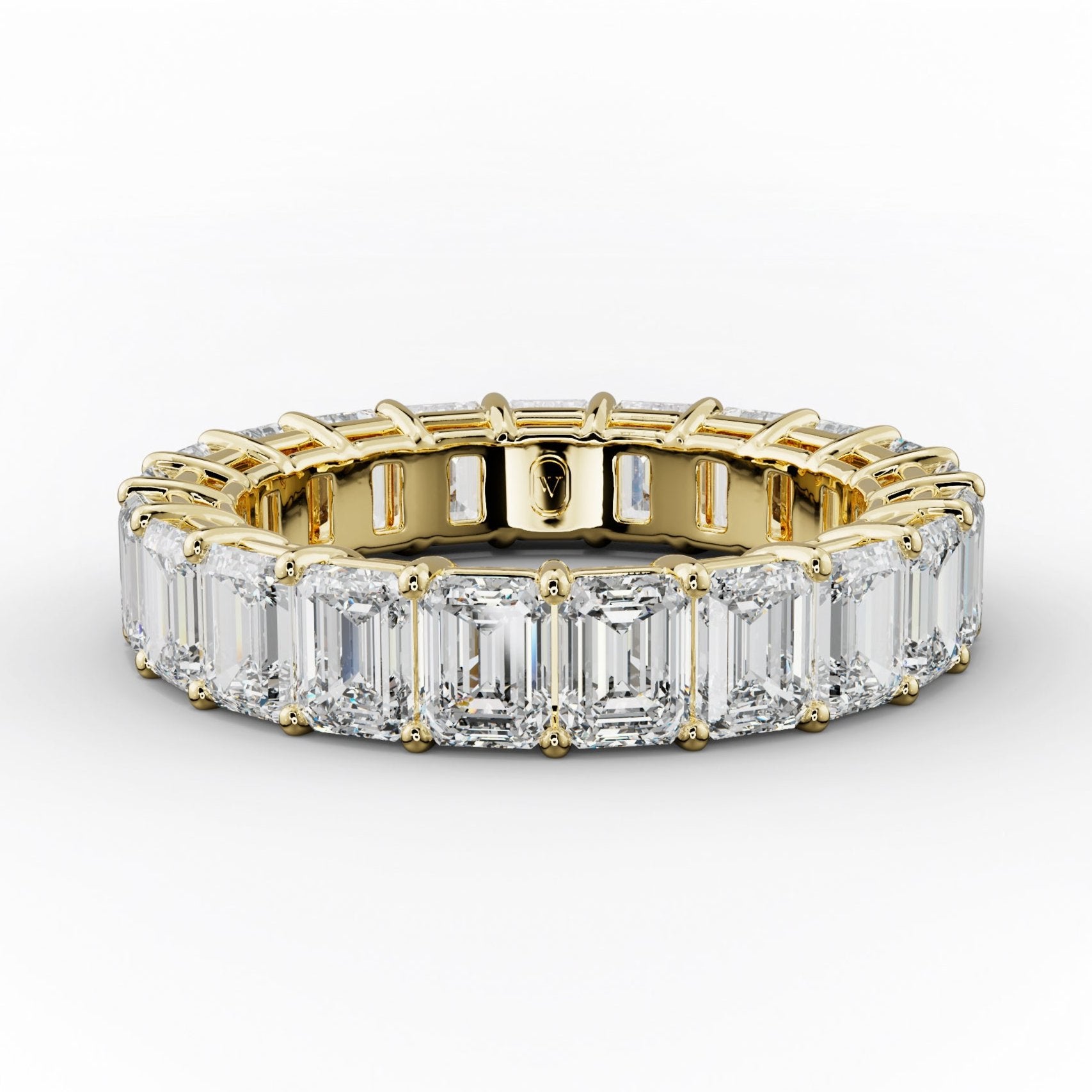 5.0 Carat Emerald Cut Diamond Eternity Band Shared Prong