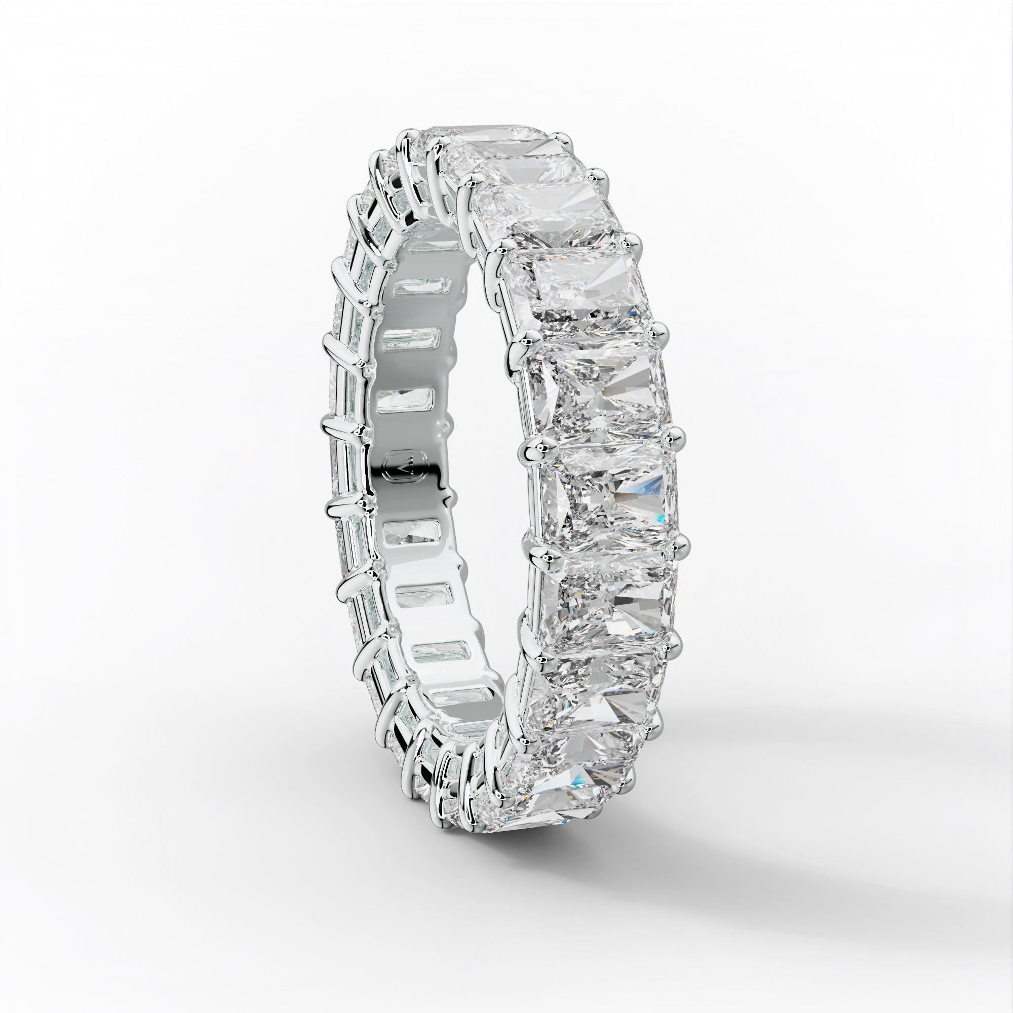 6.0 Carat Radiant Cut Diamond Eternity Band Shared Prong