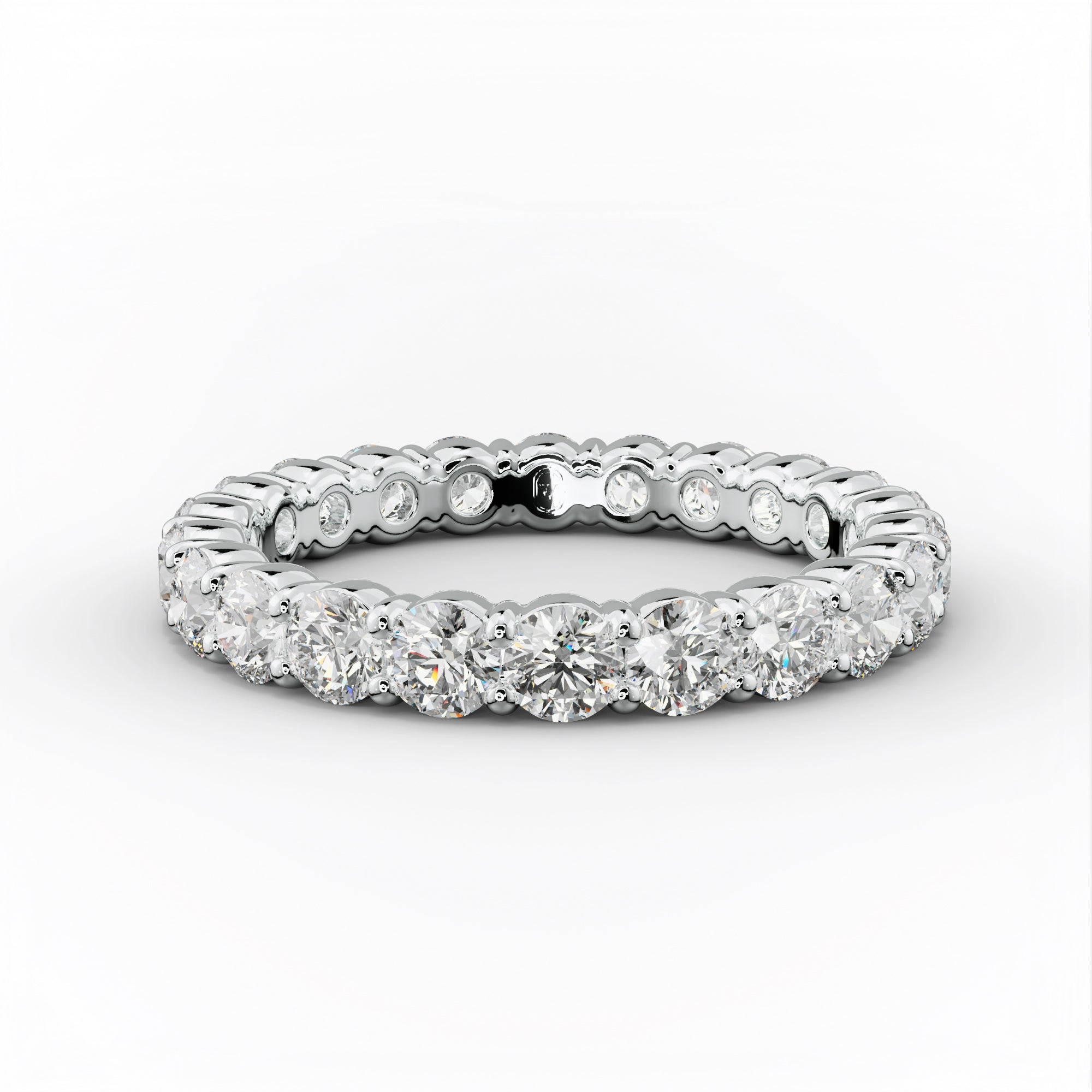 2.0 Carat Round Cut Diamond Classic Eternity Band Shared Prong