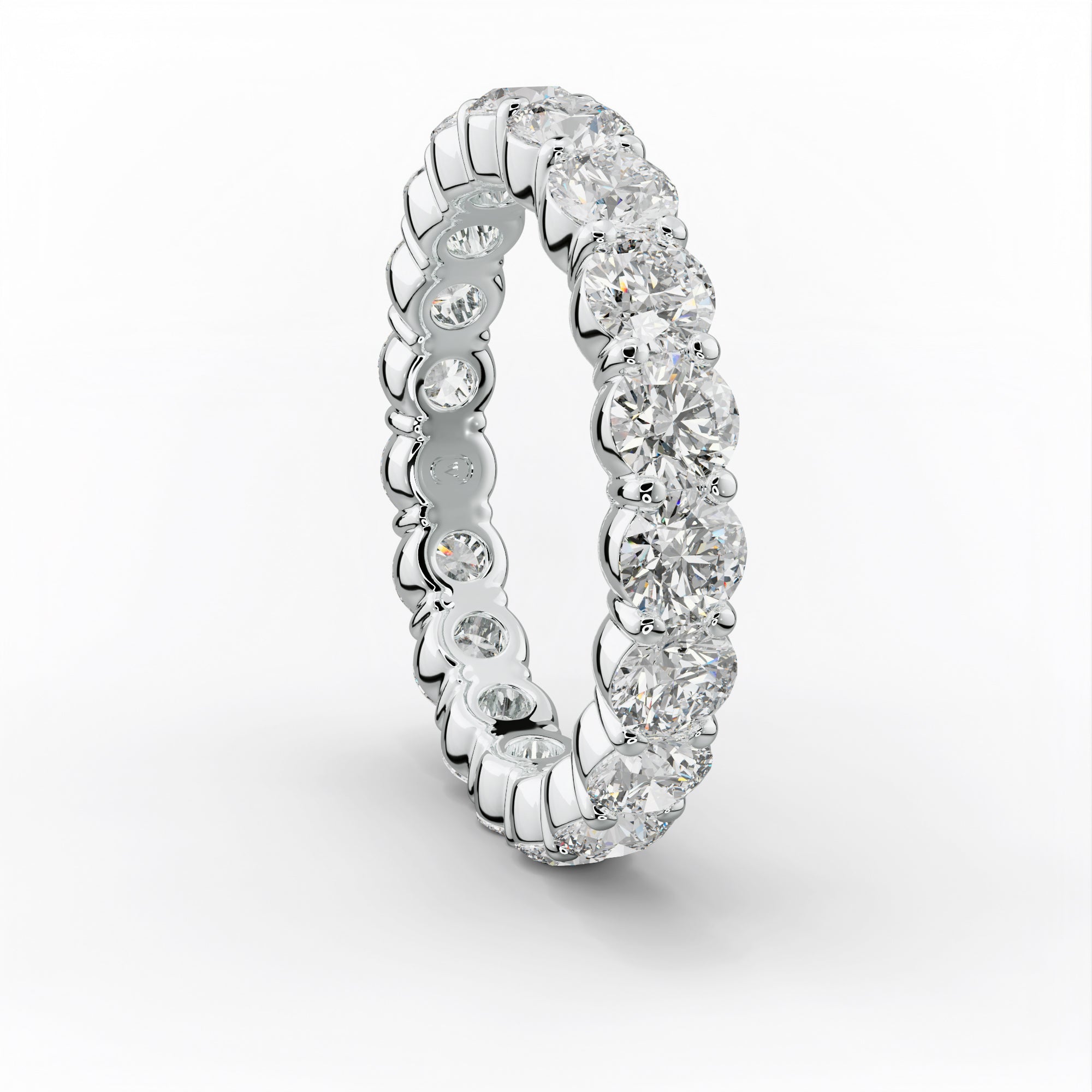 3.0 Carat Round Cut Diamond Classic Eternity Band Shared Prong