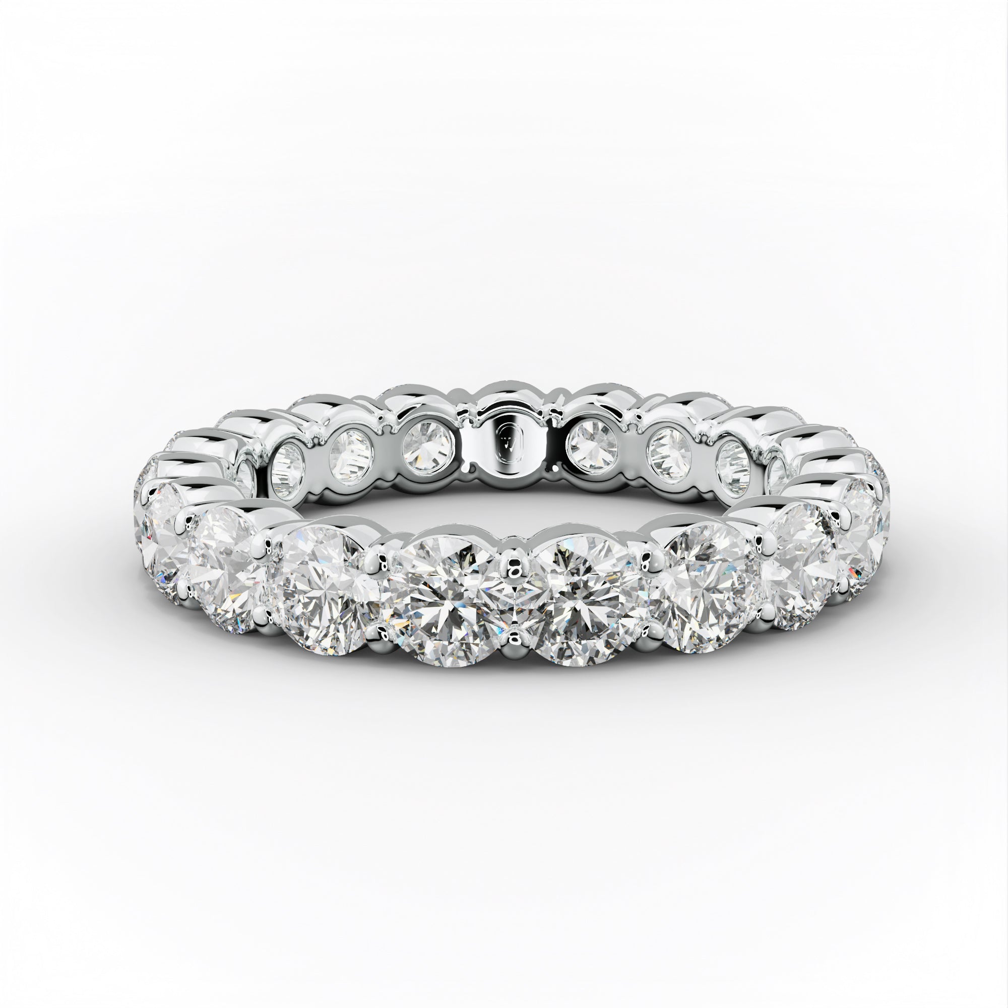 3.0 Carat Round Cut Diamond Classic Eternity Band Shared Prong